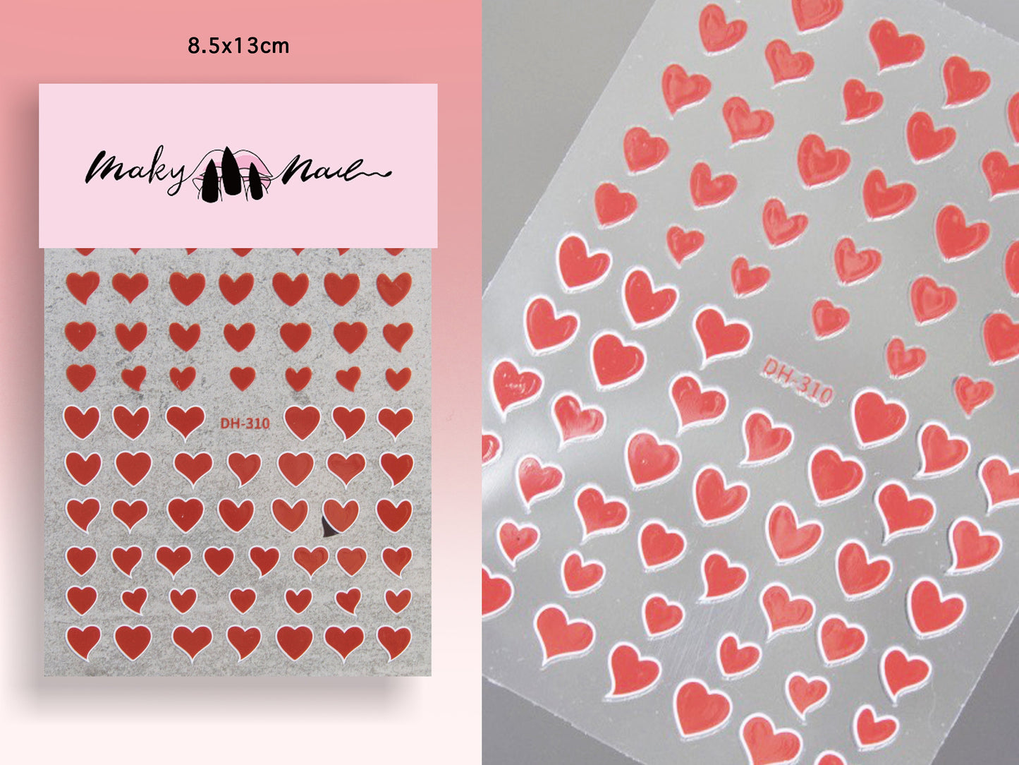 Red Heart Nail Sticker/ Sweet love Nail Art Stickers Self Adhesive Decals/Red Ribbon nail art sticker/ Valentine&#39;s Day nail decal
