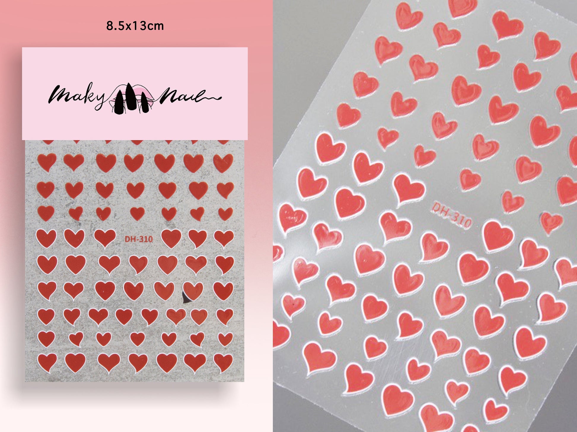 Red Heart Nail Sticker/ Sweet love Nail Art Stickers Self Adhesive Decals/Red Ribbon nail art sticker/ Valentine&#39;s Day nail decal