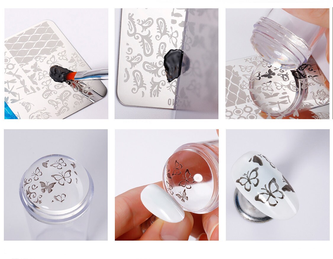 Transparent Nail Stamper with Scraper Jelly Silicone Stamp