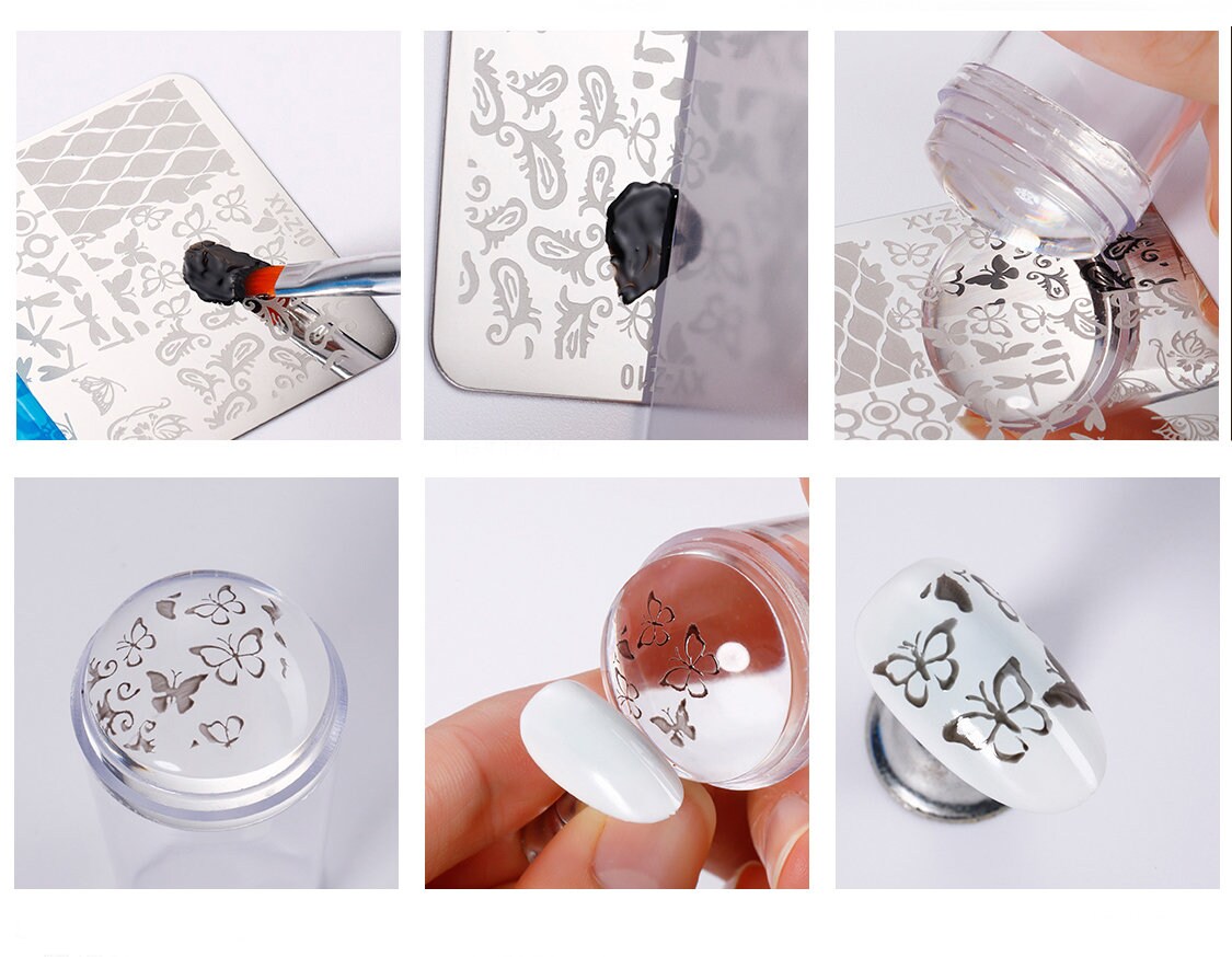 Clear Nail stamping tool/ Silicon Clear Jelly Stamper Transparent Nail Stamping Stamp Scraper Polish Print Transfer DIY supply