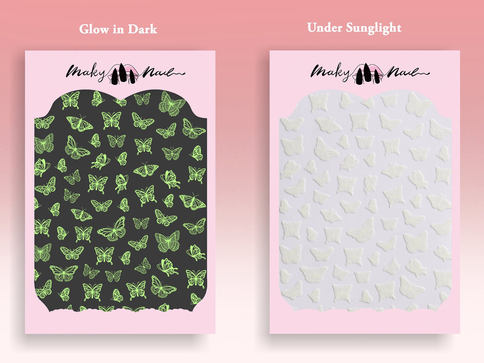 Fairy Tale Butterfly nail sticker/ Halloween Glow in the dark Night Life Party 3D Nail Art Self Adhesive Decals/ Peel off Floral Stickers