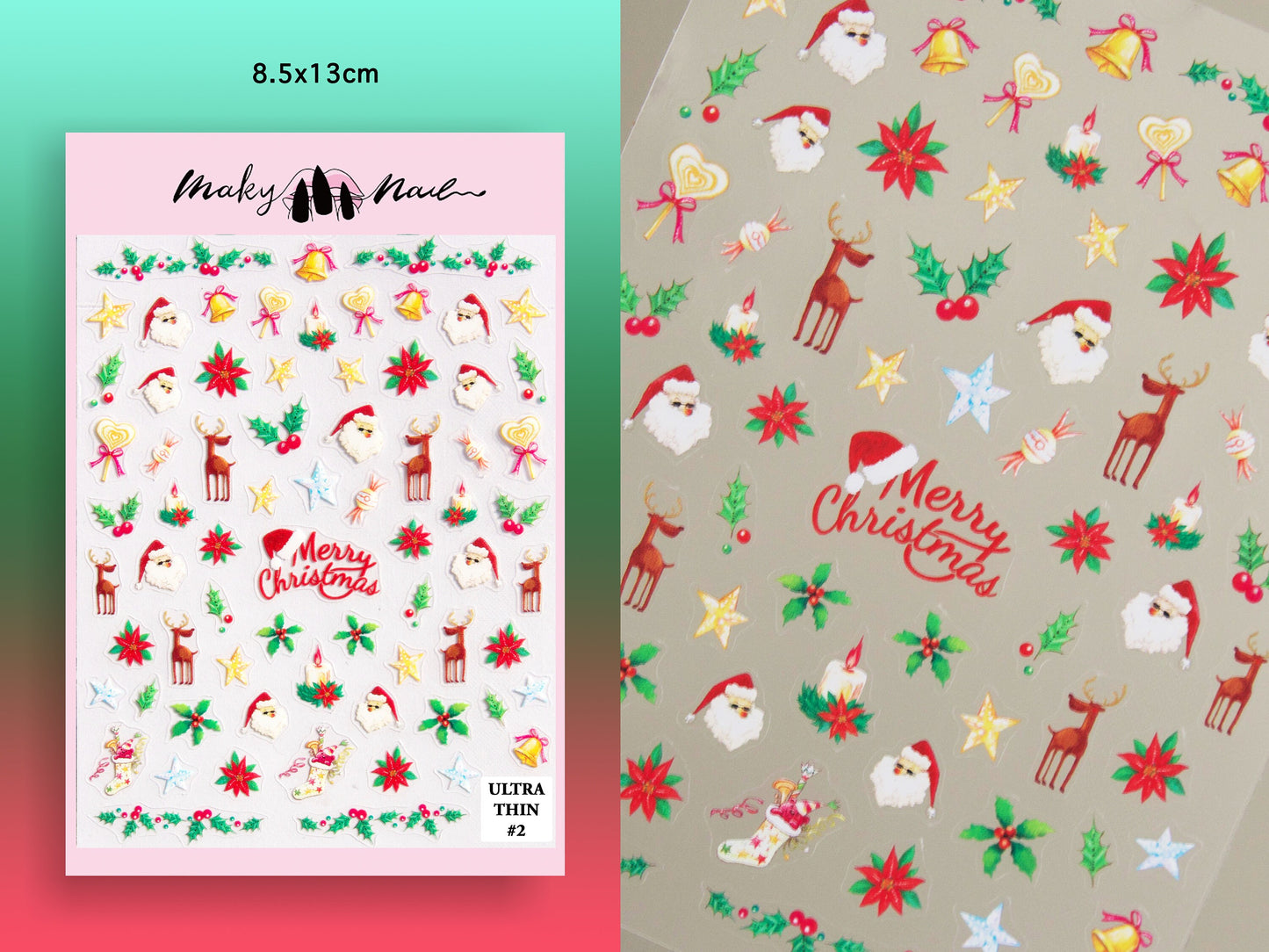 Christmas Santa Nail Art Stickers Self Adhesive Decals