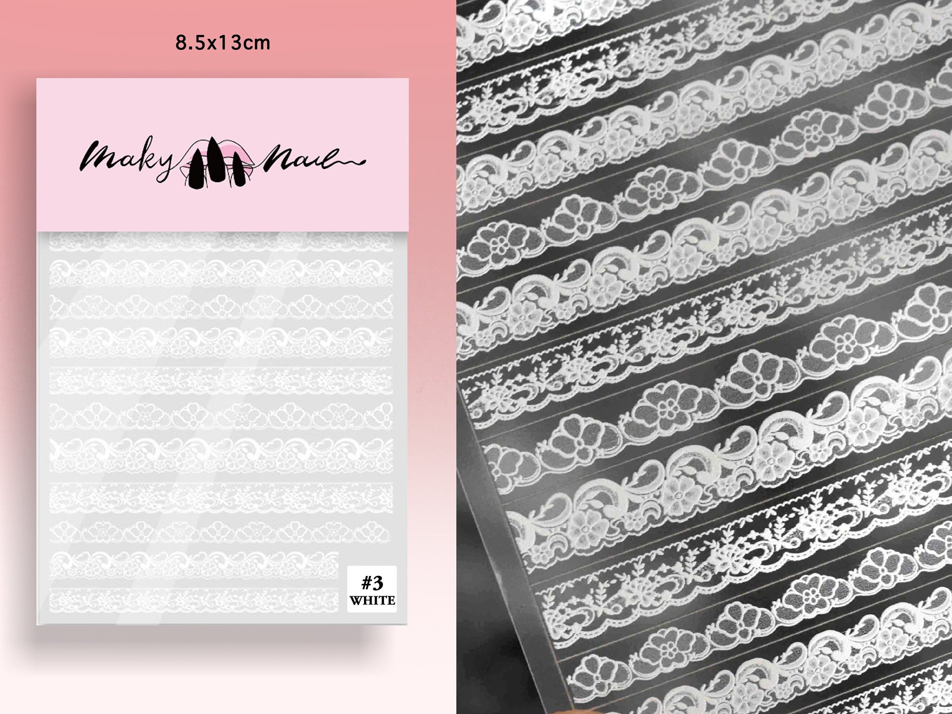 Wedding Bride Lace Nail Sticker Black White Ultra thin laces Peel off stencils