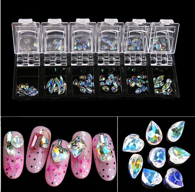 12 grids 3D Crystal nail decoration/ exclusive nail jewelry Rhinestone charm jewelry supply