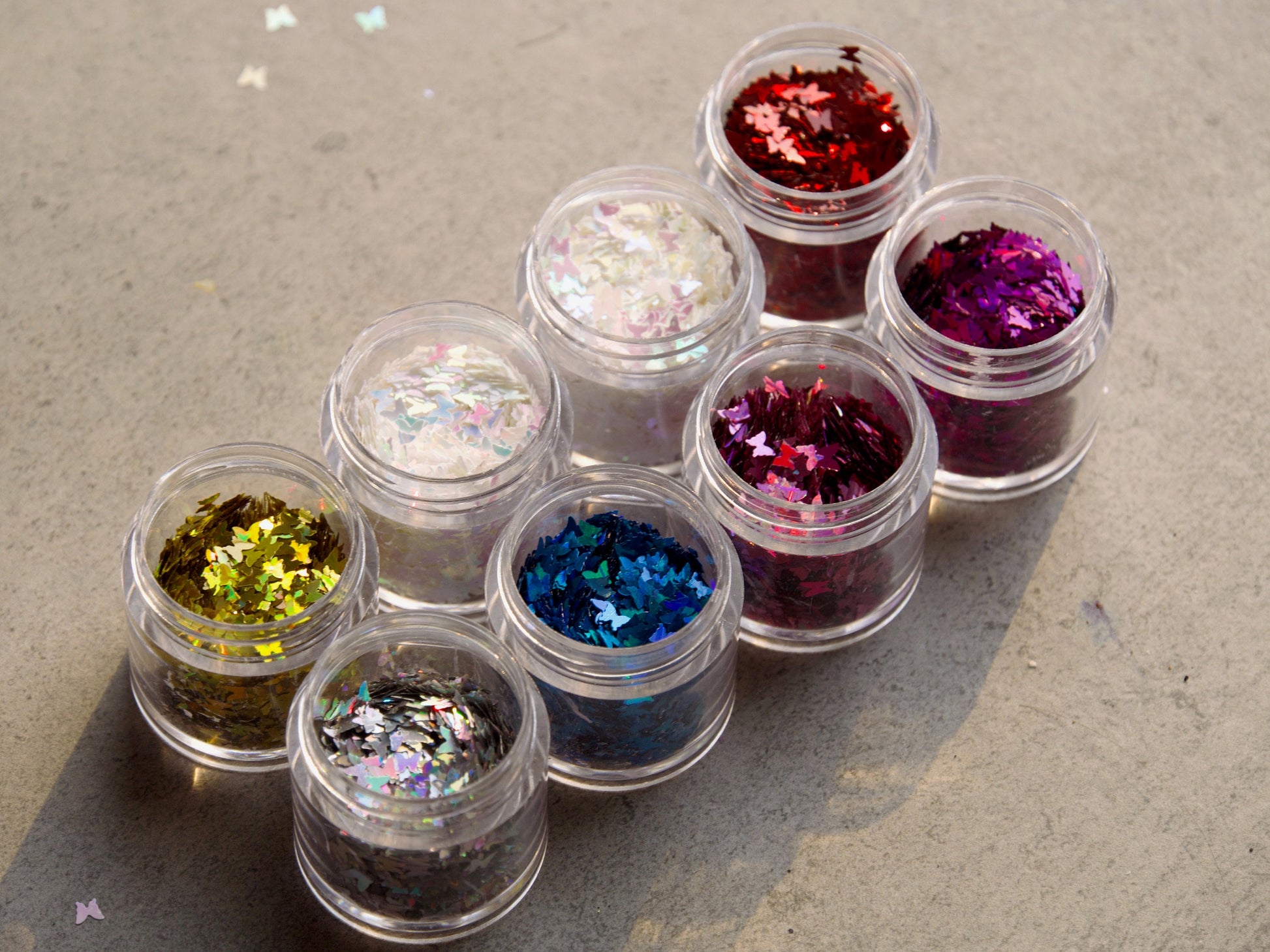 4 jars Halo Butterfly Glitter/ Nail Flakes DIY Laser Sequins/Fairy Tale rainbow starry butterflies nail polish UV gel/ resin crafts sequins