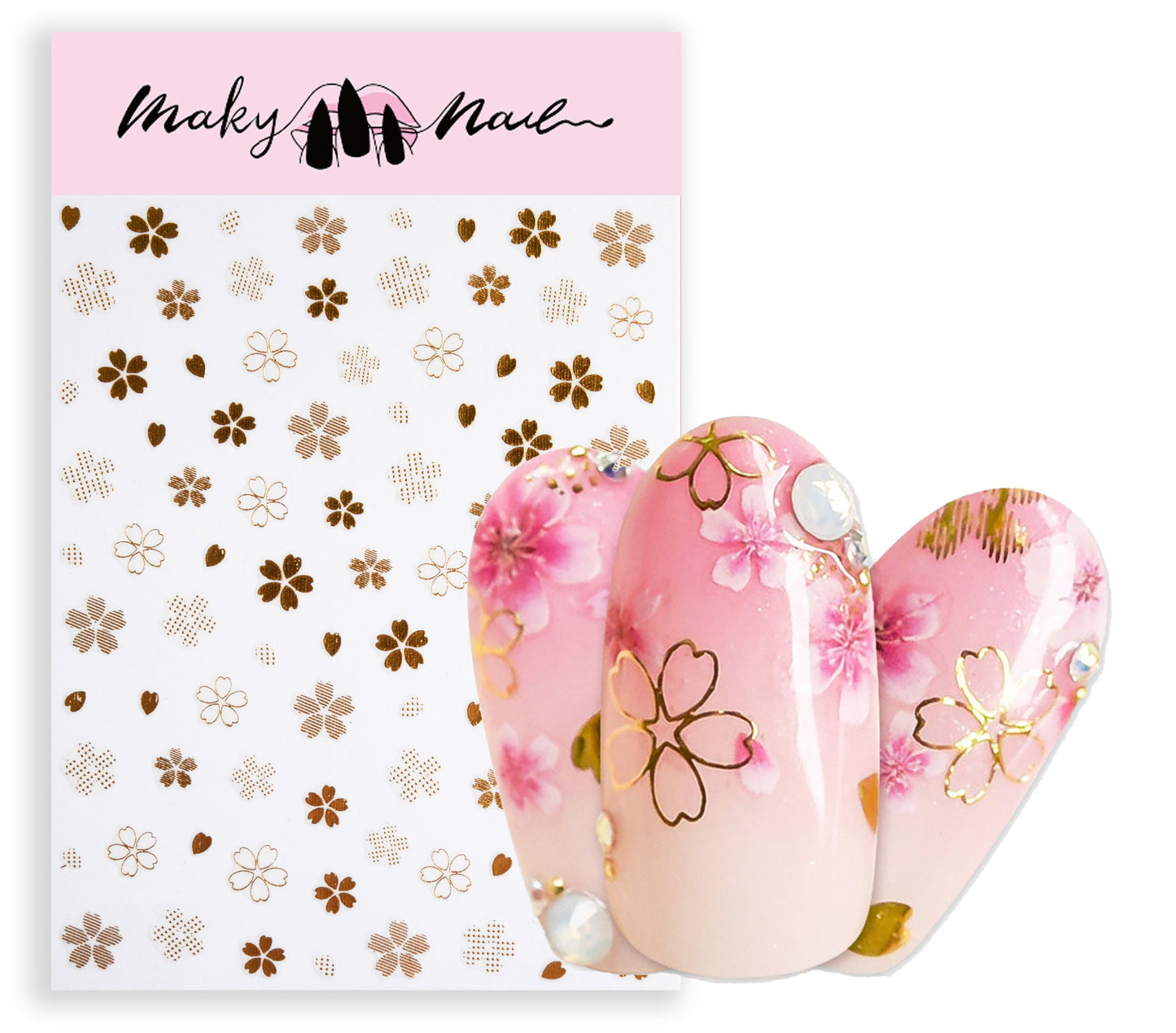 Gold sakura flower Nail Art Sticker/ DIY Tips Guides Transfer Stickers/ golden flower Sticker/ plum blossom manicure stencil