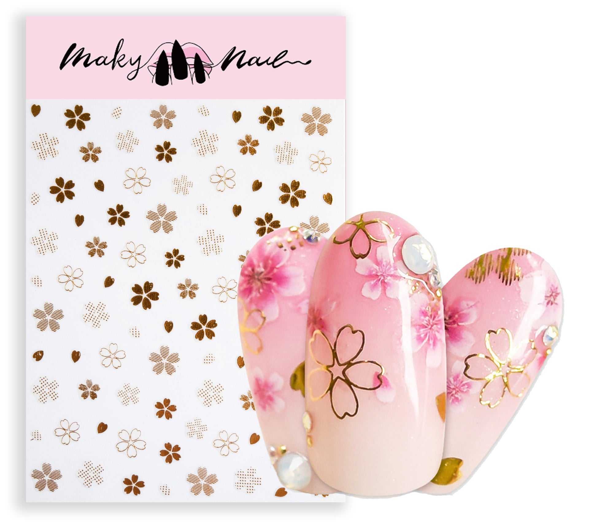 Gold sakura flower Nail Art Sticker/ DIY Tips Guides Transfer Stickers/ golden flower Sticker/ plum blossom manicure stencil