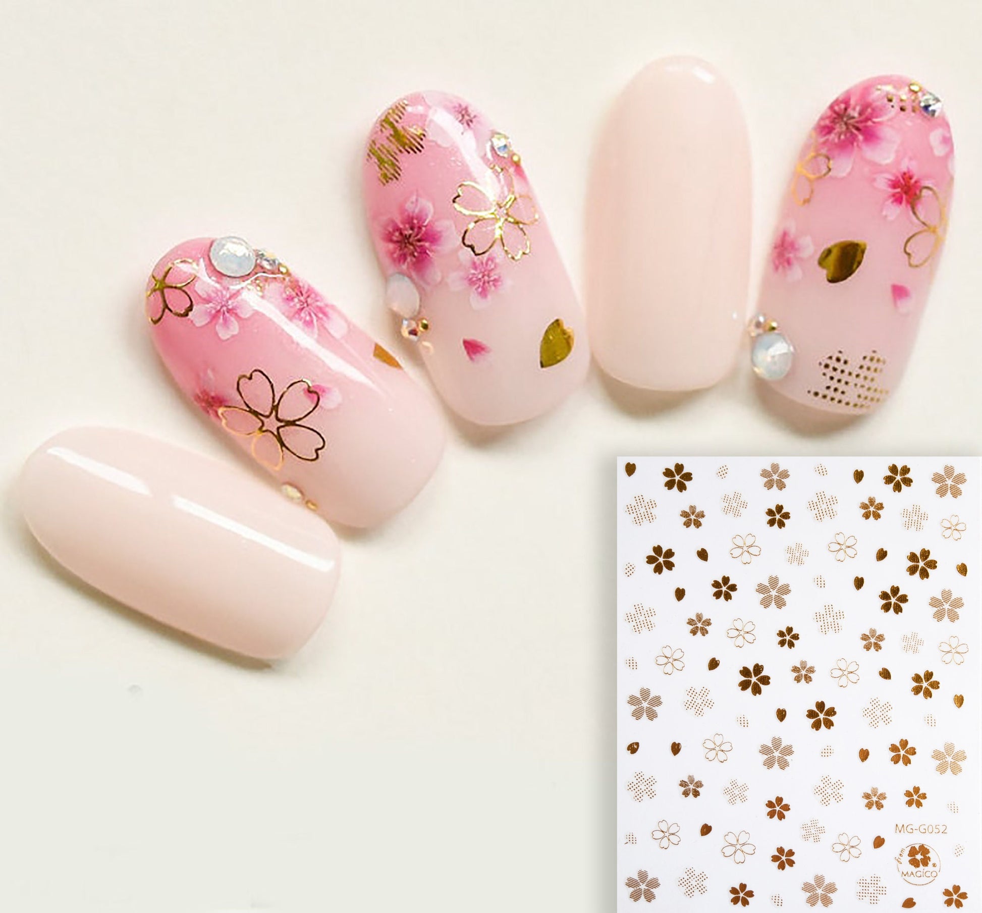 Gold sakura flower Nail Art Sticker/ DIY Tips Guides Transfer Stickers/ golden flower Sticker/ plum blossom manicure stencil