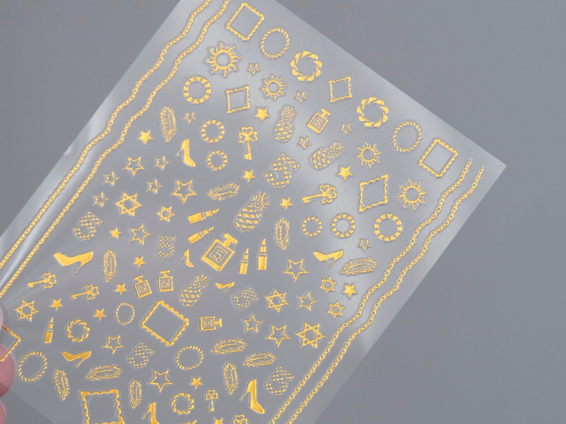 Gold Fashion nail sticker/No 5 perfume gold 3D Nail Art Stickers Self Adhesive Decals/ High heel shoes sticker/Gold Nail Appliques