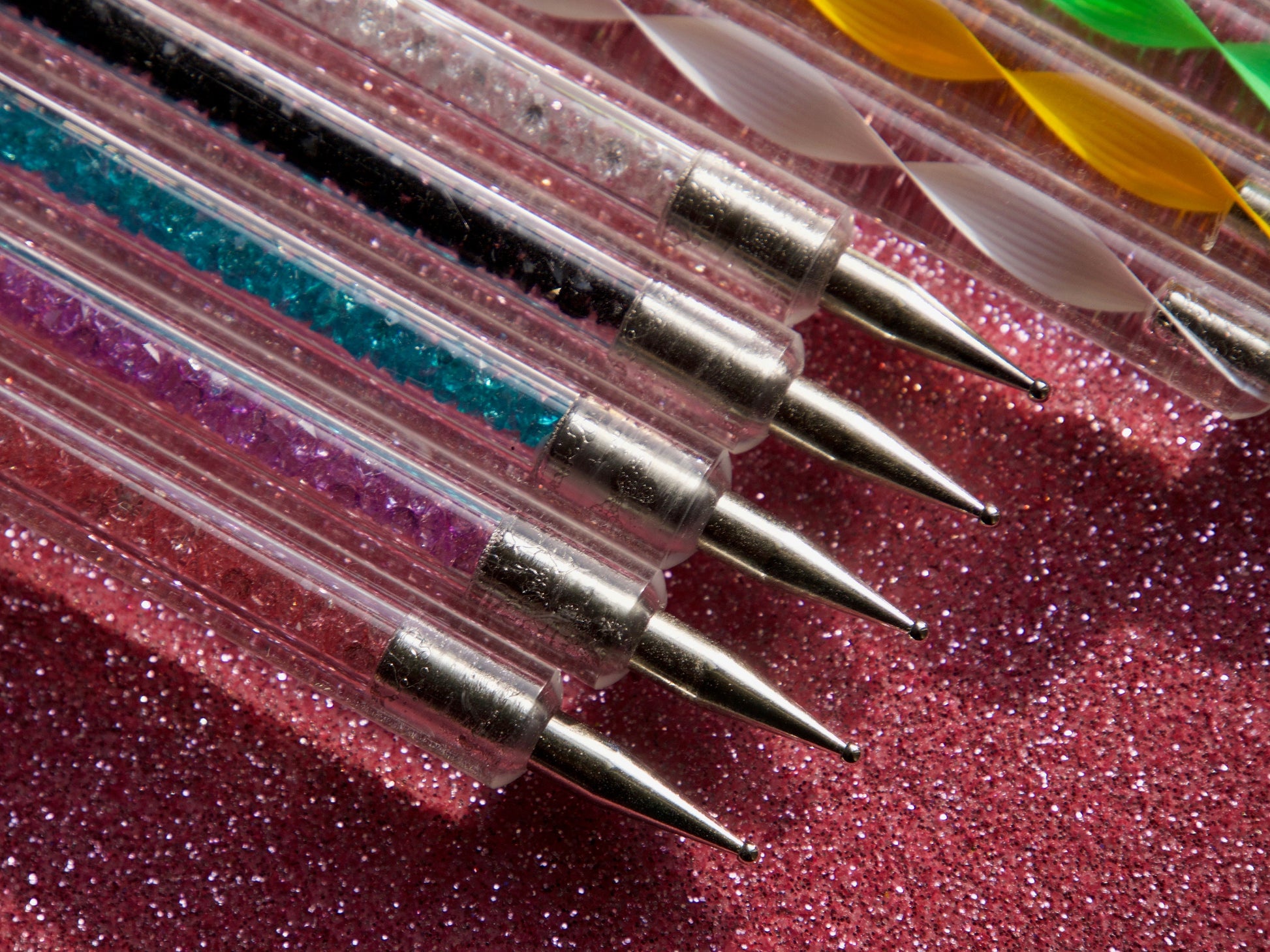 5 pcs Crystal Dotting Pen Set for Nail Art/marbleizing glaze painting pen/ Polymer clay DIY tool pen/ Miniature crafts making tool set