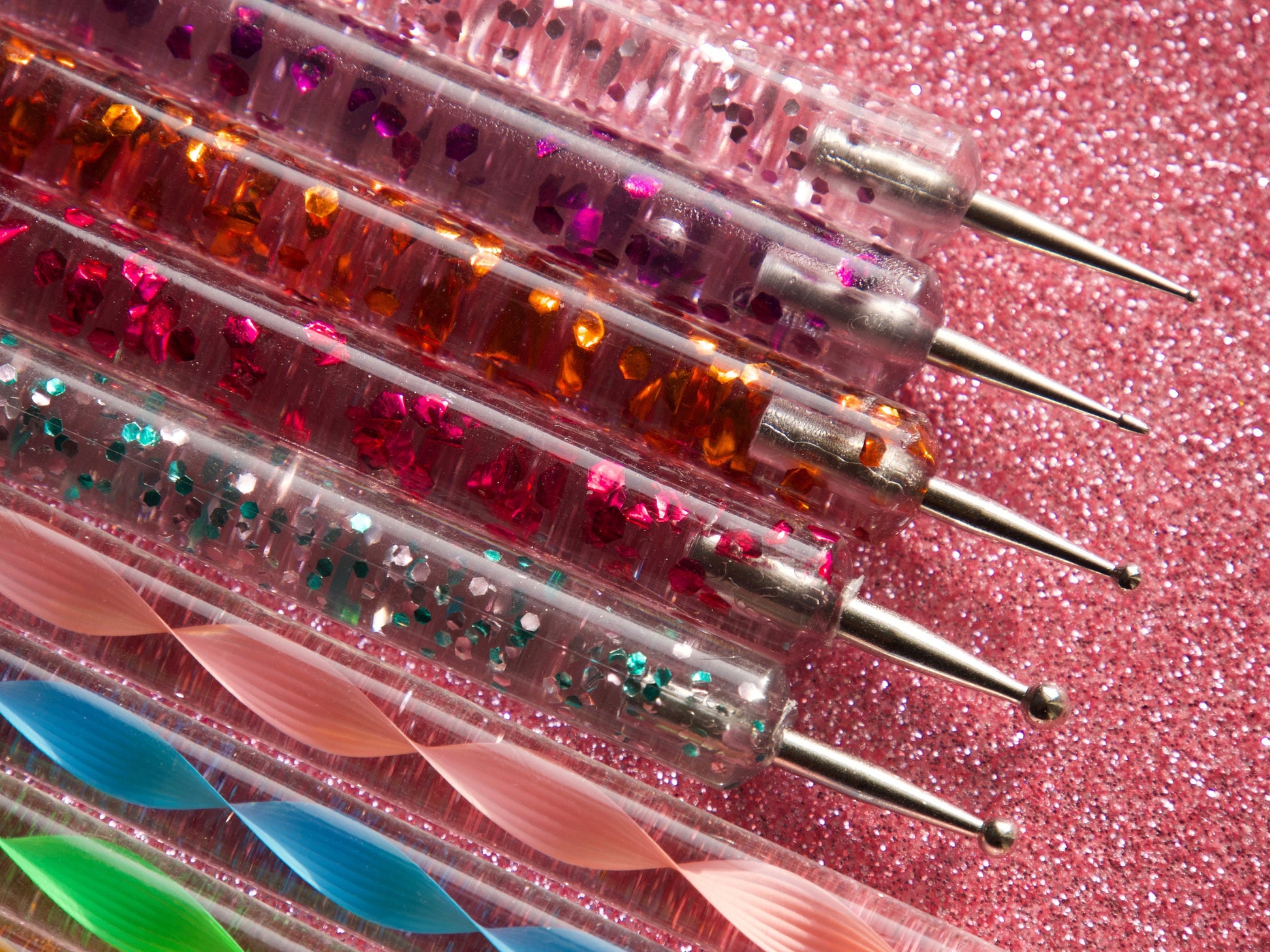 5 pcs Crystal Dotting Pen Set for Nail Art/marbleizing glaze painting pen/ Polymer clay DIY tool pen/ Miniature crafts making tool set