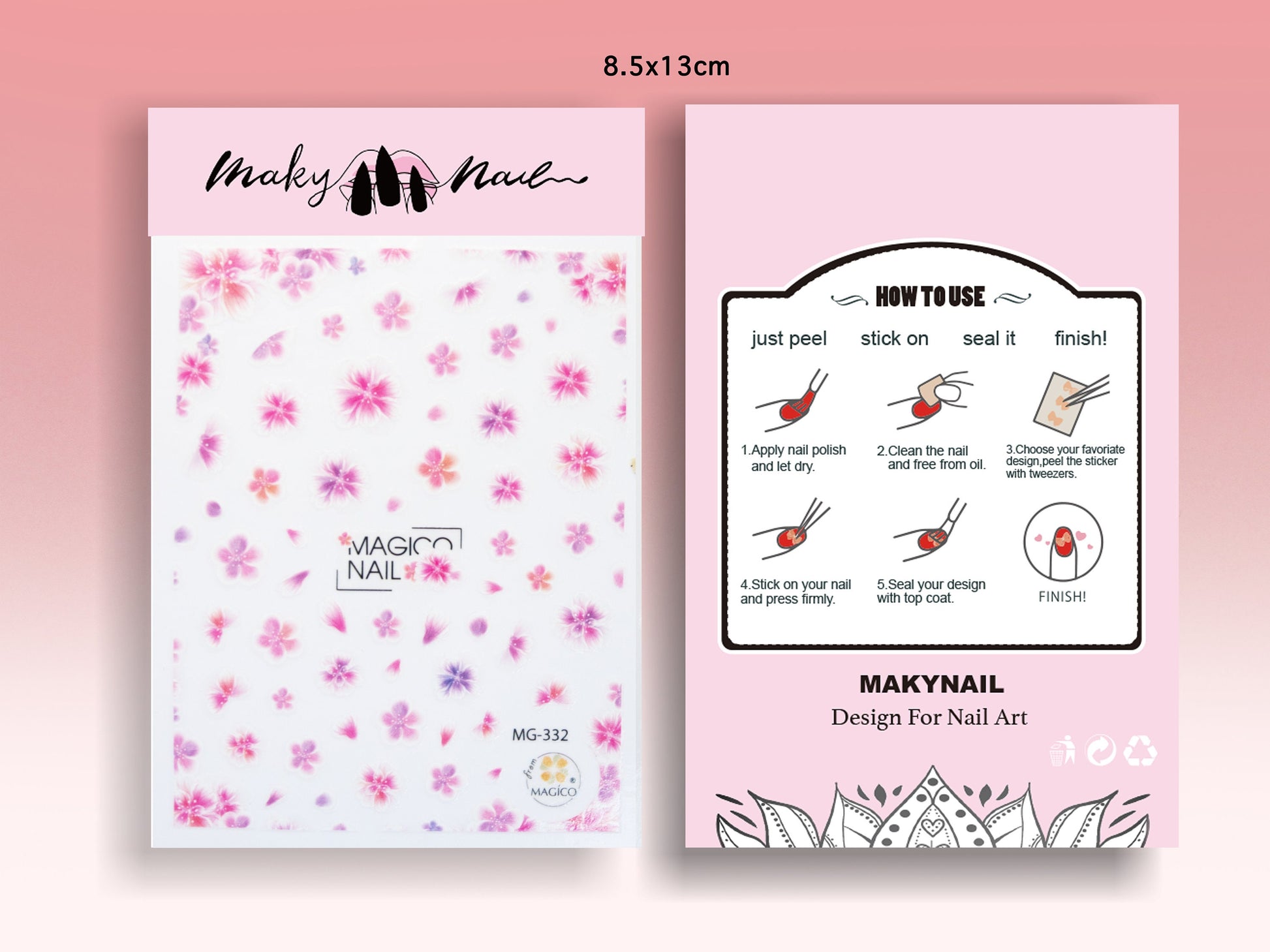 Floral Nail Art Sticker/ DIY Tips Guides Transfer Stickers/ Pink sakura flower Sticker/ plum blossom manicure stencil