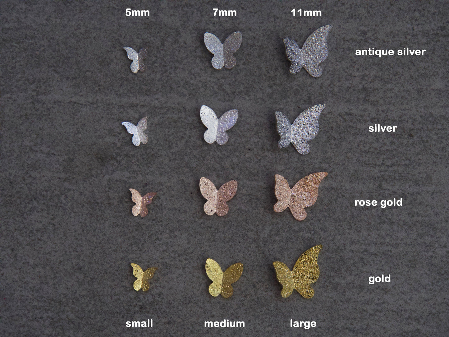 5 pcs 3D Butterfly nail decoration/ silver gold butterfly Nail DIY charm for nail gel mail polish design