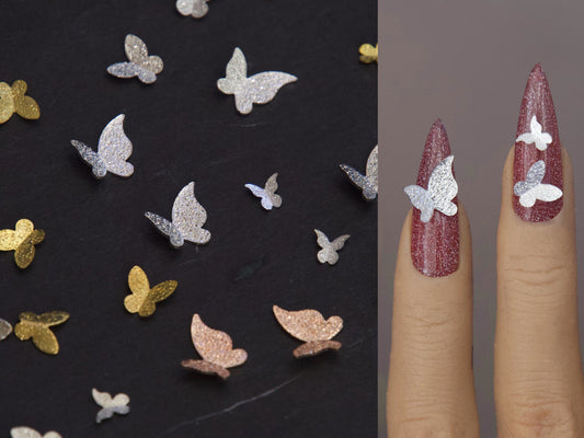 5 pcs 3D Butterfly nail decoration/ silver gold butterfly Nail DIY charm for nail gel mail polish design