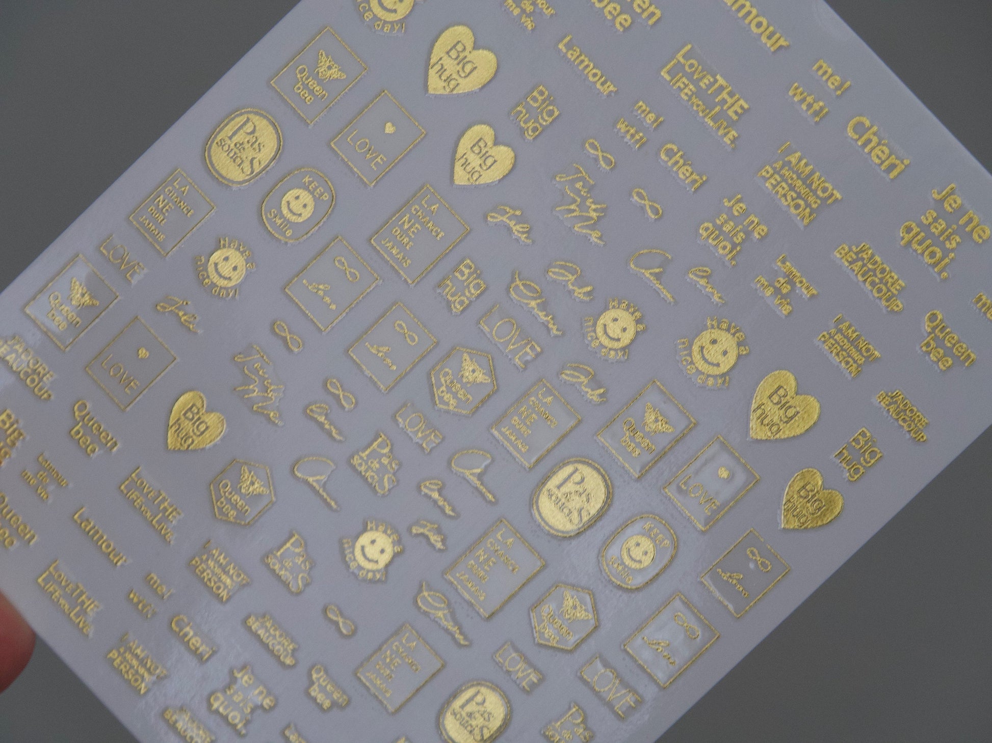 Gold Cross nail sticker/ Heart and Cross Nail Art Stickers Self Adhesive Decals/ gold metallic sweet heart nail art sticker