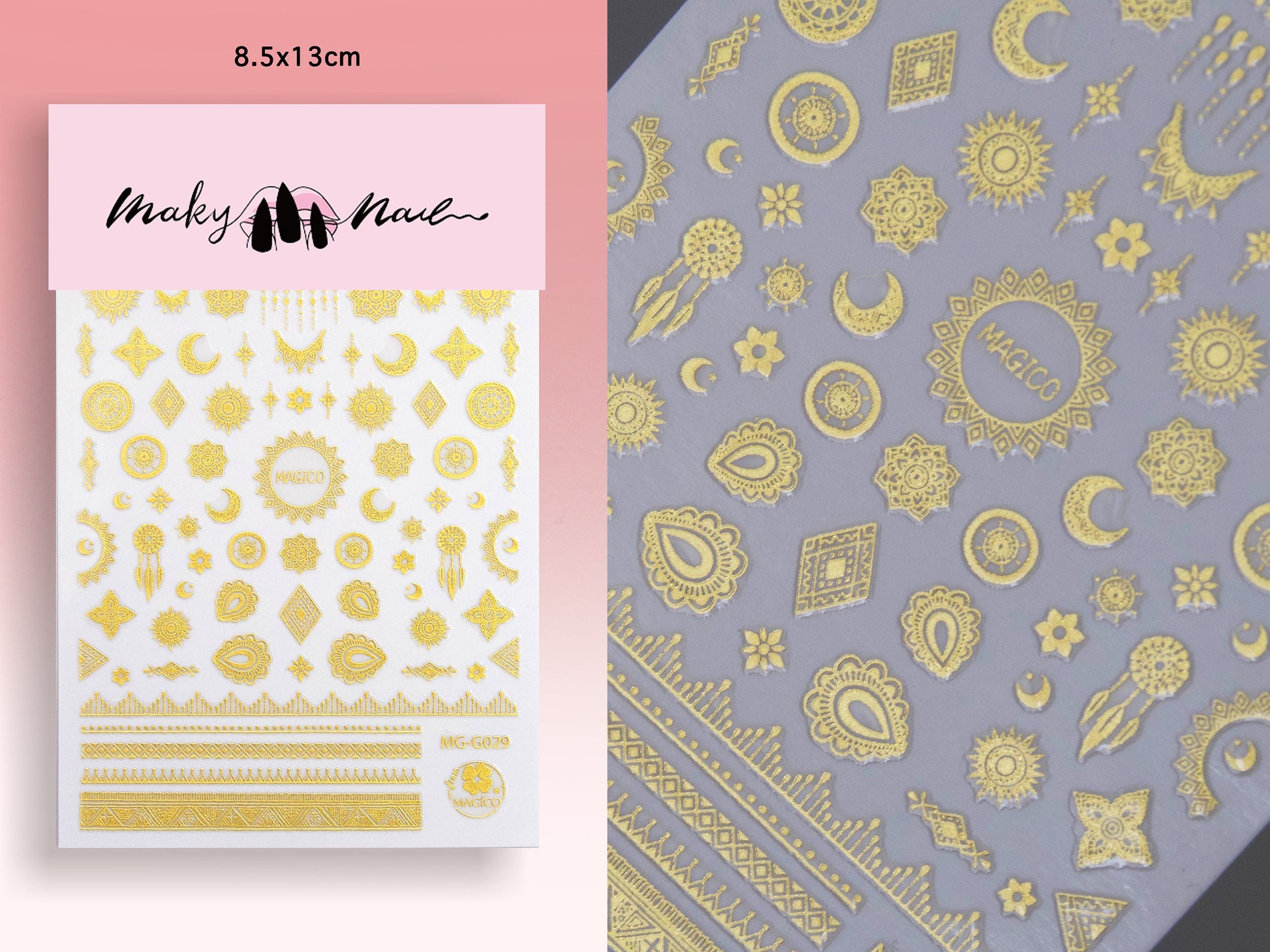 Mandala nail sticker/ Spiritual Starry Boho 3D Nail Art Stickers Self Adhesive Decals/ Geometric Symbol MeditationNail Art