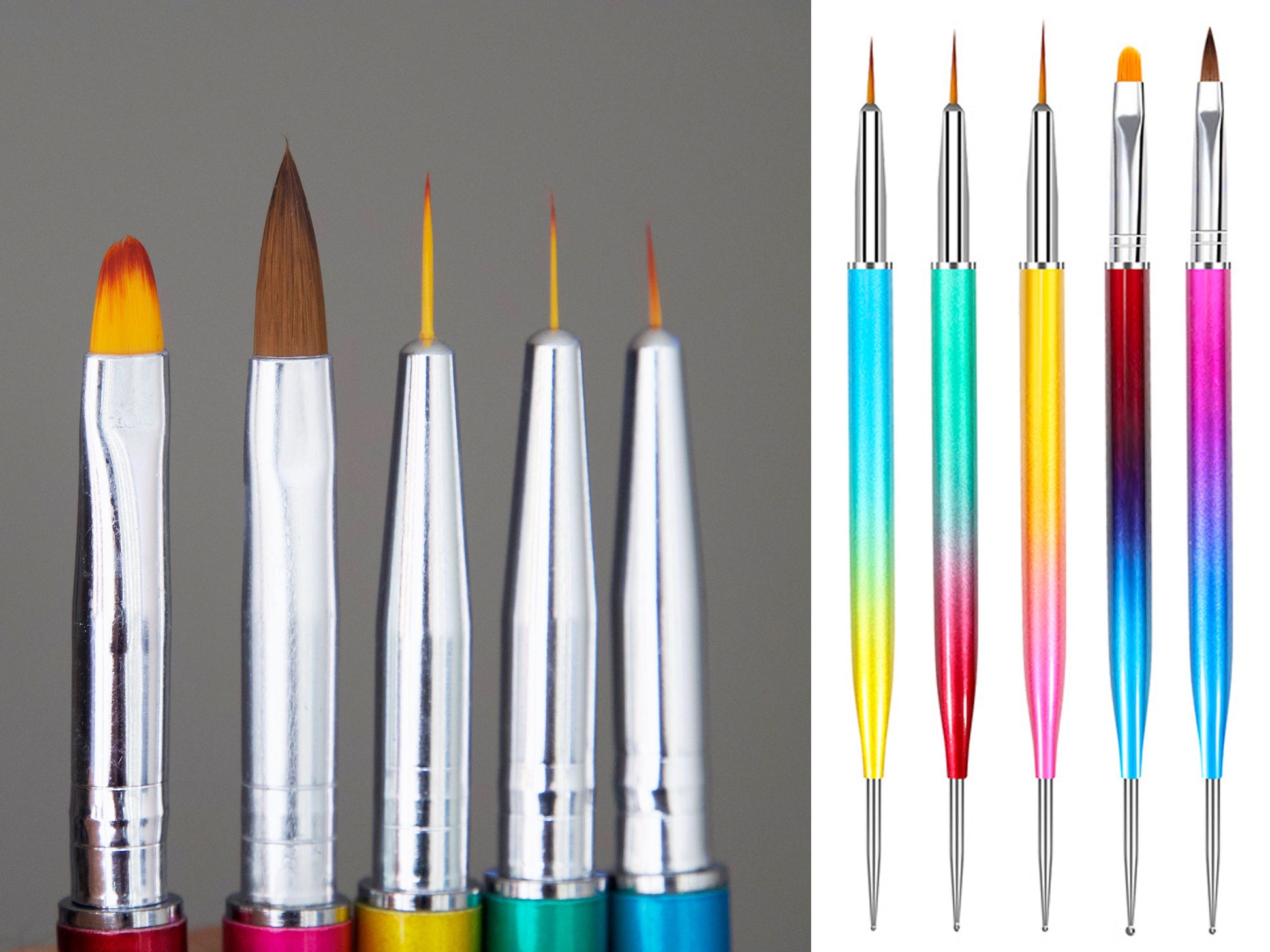 5 pieces Double headed Nail Brush Dotting Pen/ Gradient Detailing Striping Nail Art Brushes, Painting Brushes, 3D Brush, Acrylic Pen