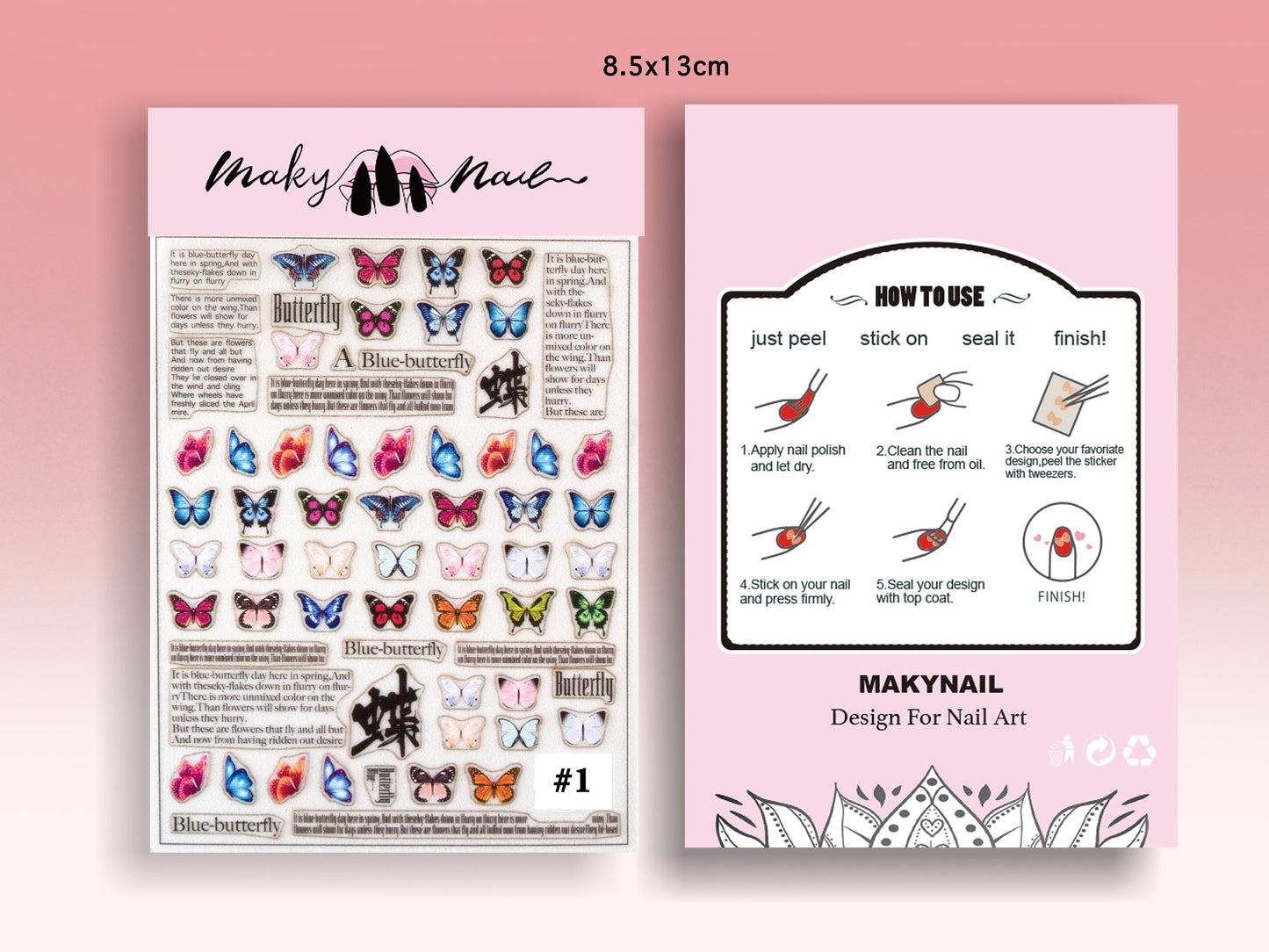 Ultra Thin Butterfly Sticker Nail Art/ Woodland Garden Morpho Monarch Butterfly Peel Off nail sticker/ Fairy Tale Floral Pro Sticker