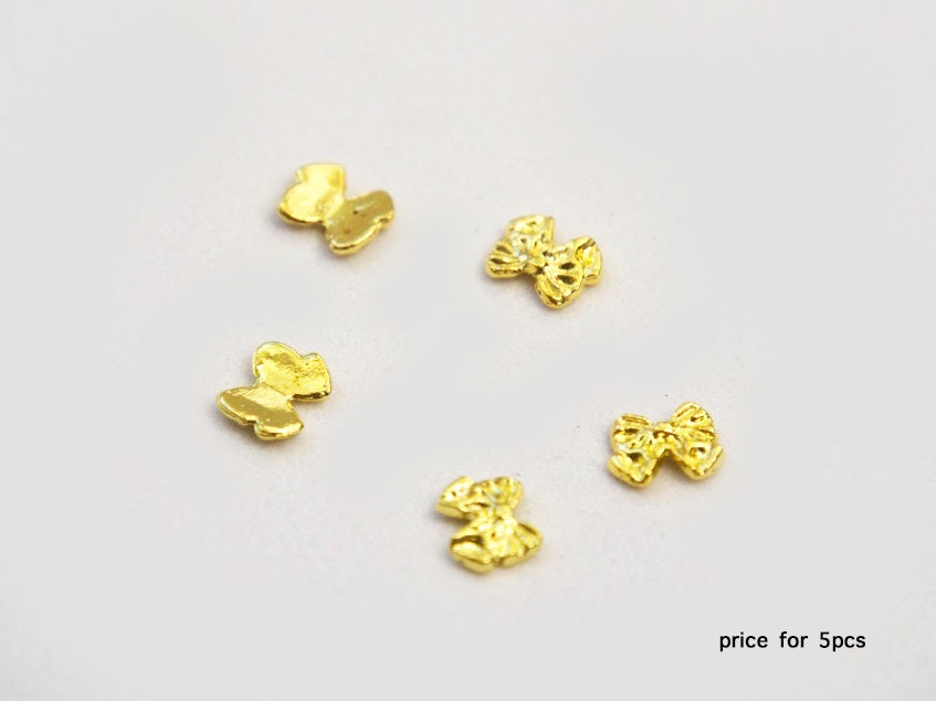 5 pcs Metallic Bowtie nail Charms/ 3D Bow tie charm NailS design art