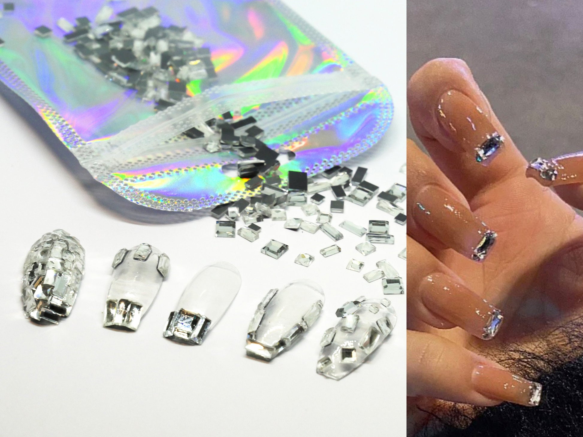  48pcs Nail Crystal AB Rhinestones, Nail Diamonds Glass