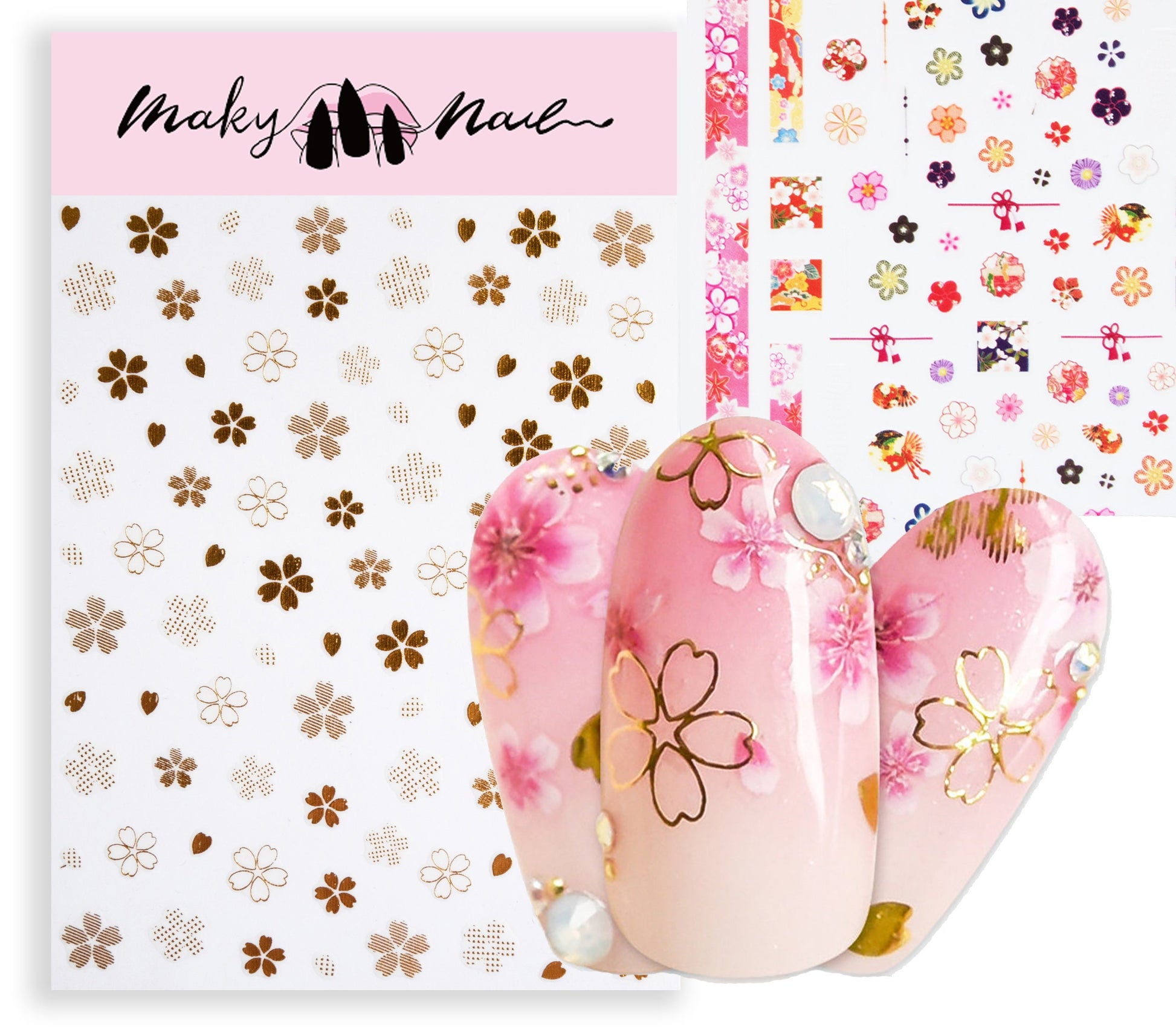 Gold sakura flower Nail Art Sticker/ DIY Tips Guides Transfer Stickers/ golden flower Sticker/ plum blossom manicure stencil