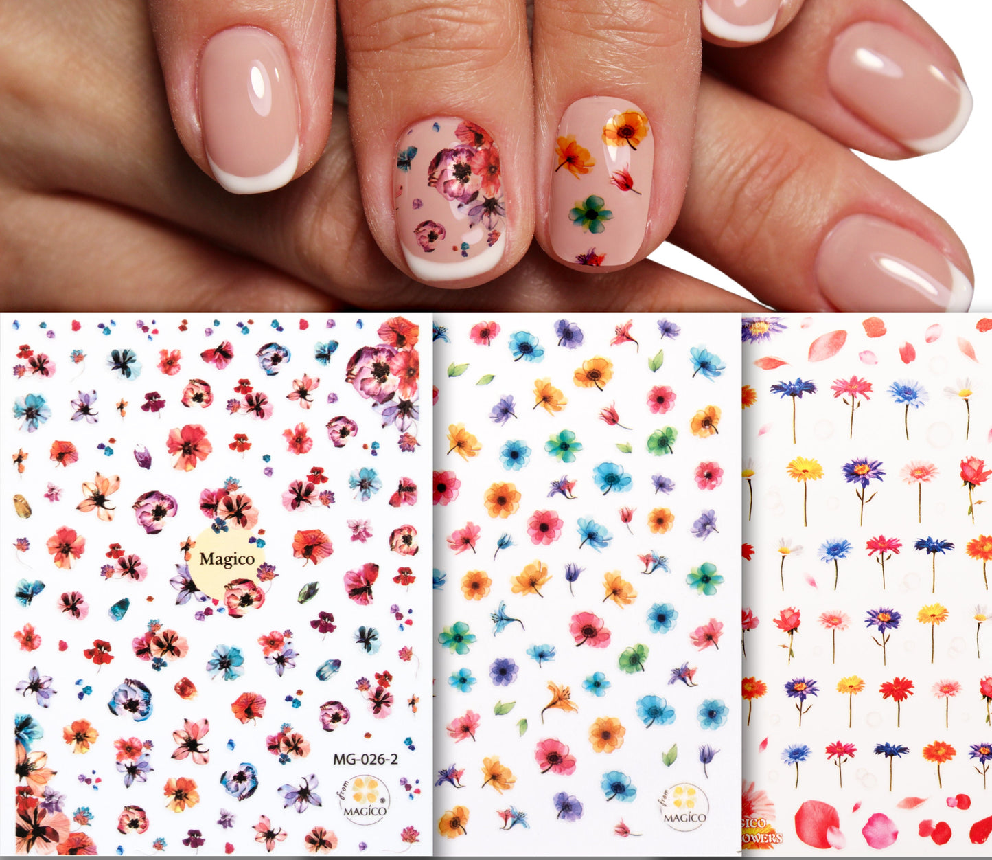 Floral Nail Art Sticker/ Semi-permeable dyed roses DIY Tips peel off Stickers/ Pink sakura flower Sticker/ plum blossom manicure stencil