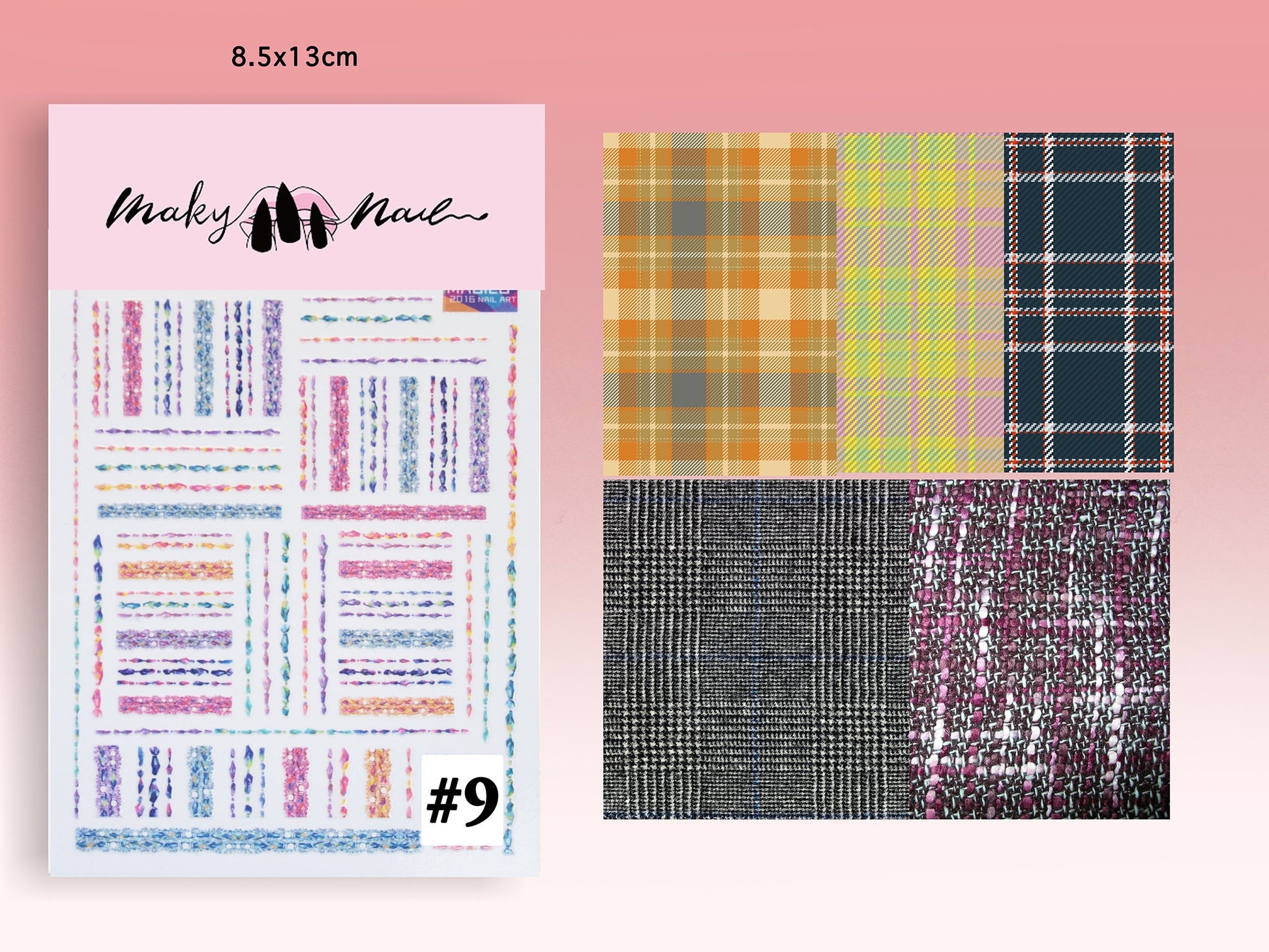 Tweed Plaid Pattern Nail Art Sticker/ Stripe Checkered Peel Off Tips Stickers/ Stripes scottish plaid Tartan holiday winter nails decals