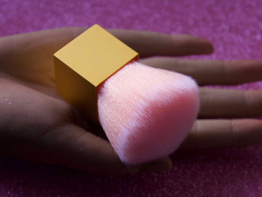 Dust  Powder Removal Nail Brush/ Nude Pink Gold brass short Nail powder dusts cleaner/Makeup Brush for Foundation, Blush