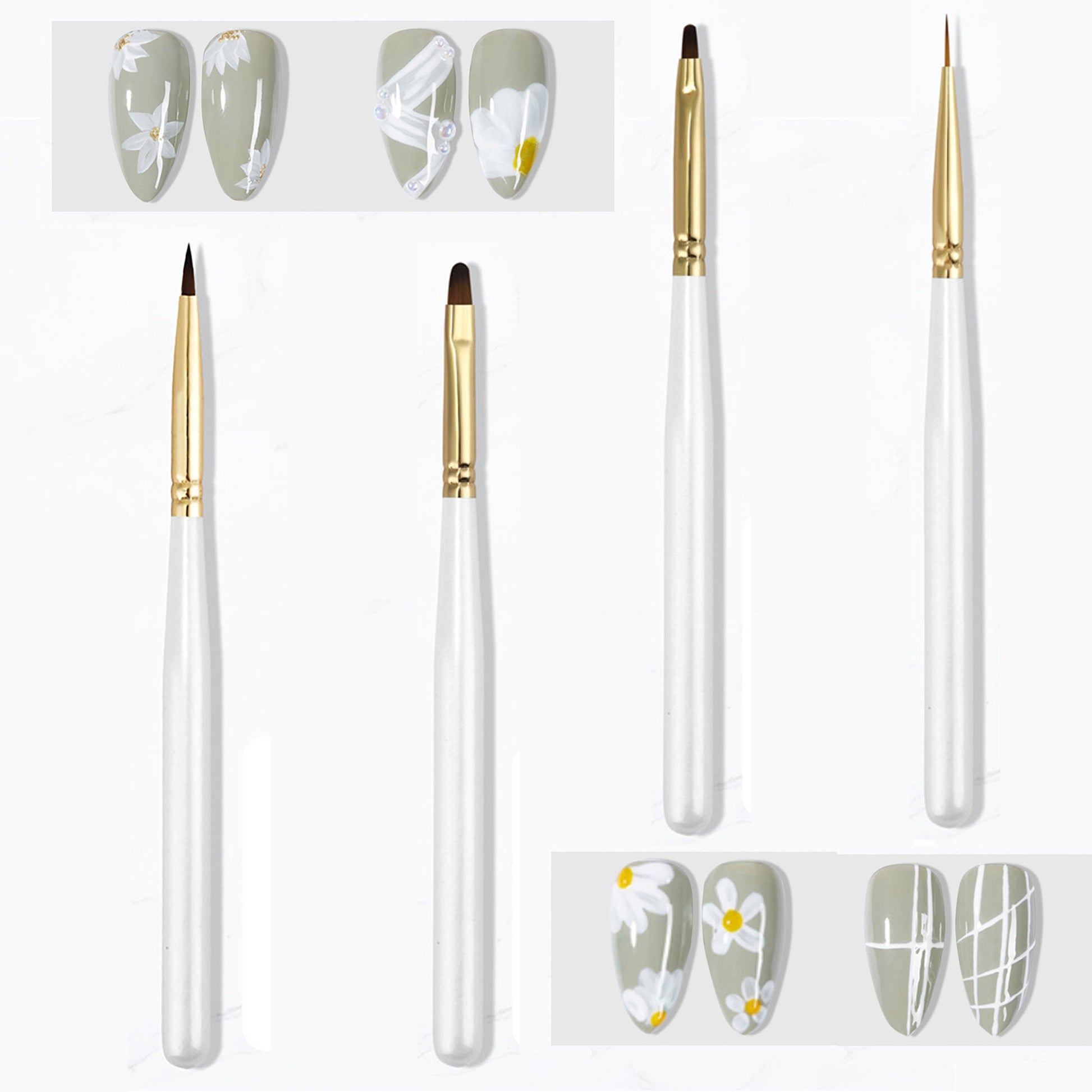Premium Nail Brush/UV Gel Apply Pen/ Nylon Hair Detailing Striping Nail Art, Painting Liner Brushes, 3D Flower Petal Brush Supply
