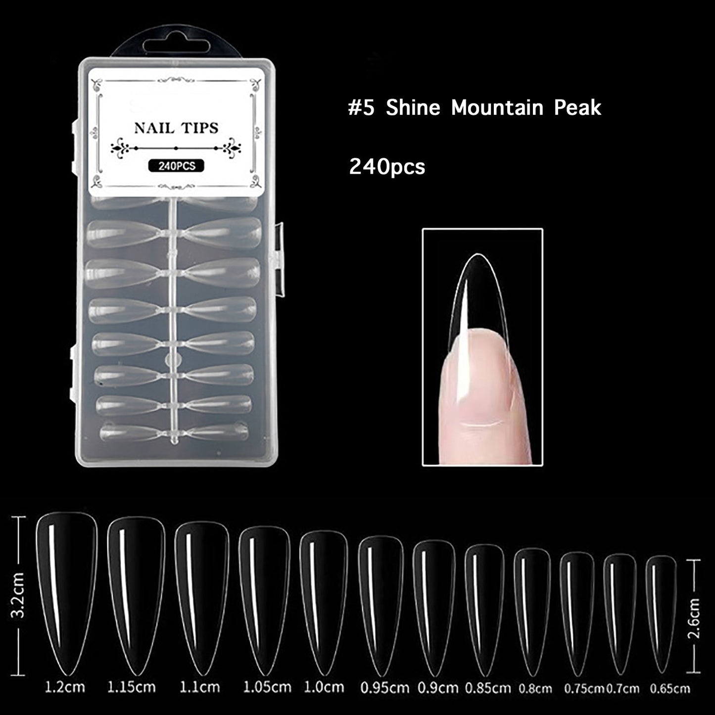 240pcs Gel tips Full Cover Coffin Almond Round Press on False Fake Nails Tips Manicure nail well tips/ Clear Matte Nails Supply