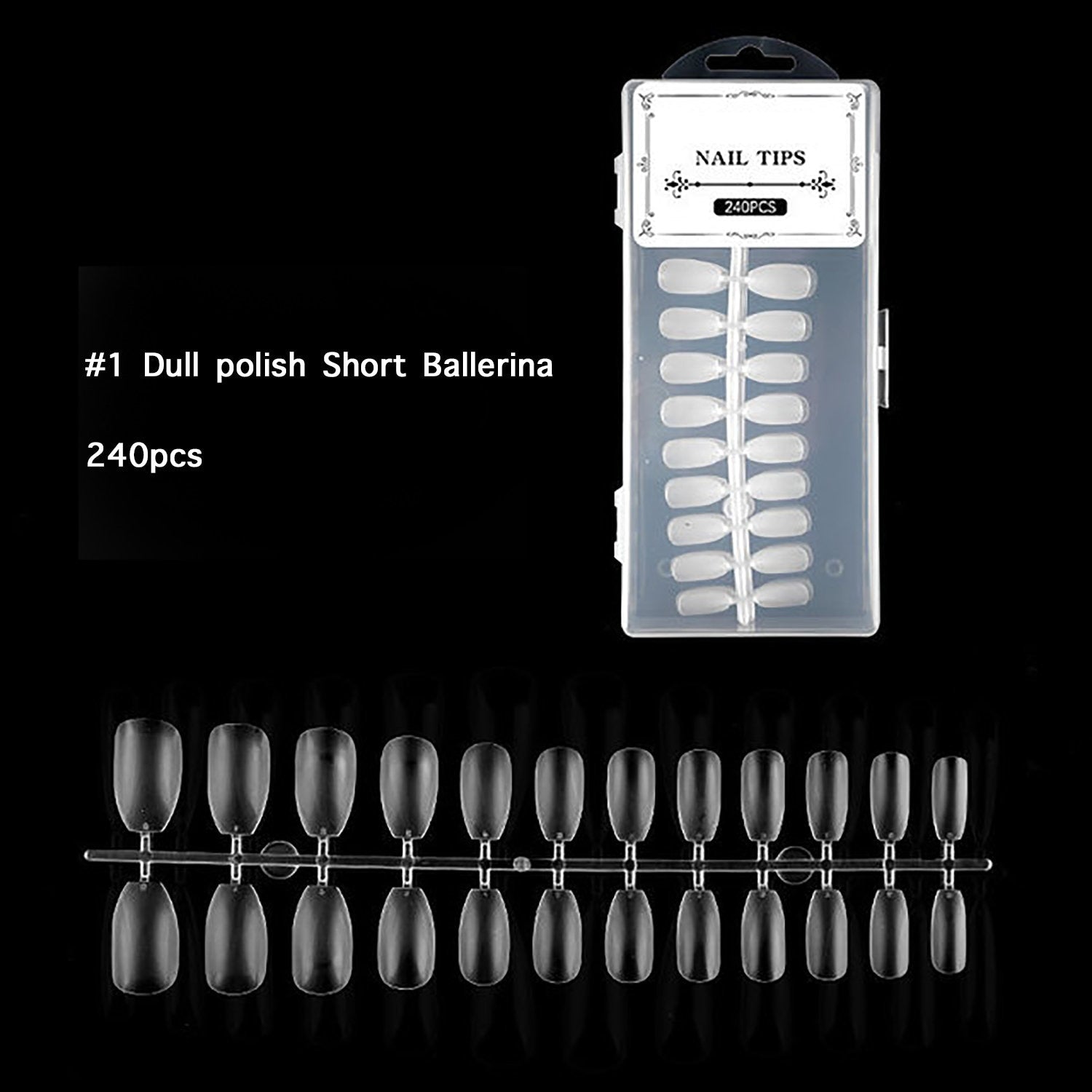 240pcs Gel tips Full Cover Coffin Almond Round Press on False Fake Nails Tips Manicure nail well tips/ Clear Matte Nails Supply