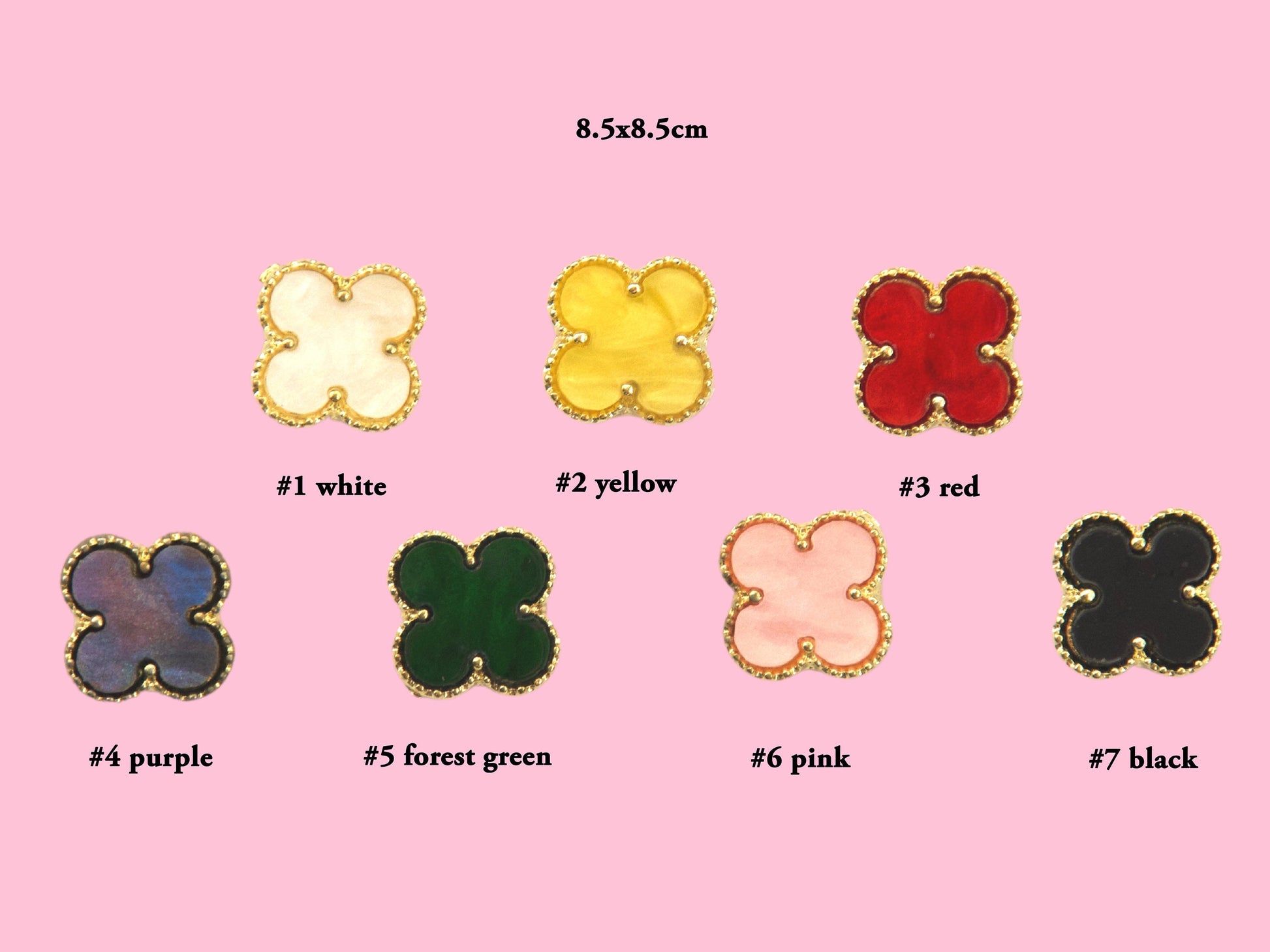 2 pcs Four Leaf Clover gold 3D Metallic Rhinestone nail studs / Mother-of-pearl White charm Nails supply Jewelry Supplies