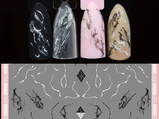 Marble Vein Nail art stickers/ Black and white Marbles Stripes Natural Stone Texture Peel off Nail supply/ Convenient nail sticker