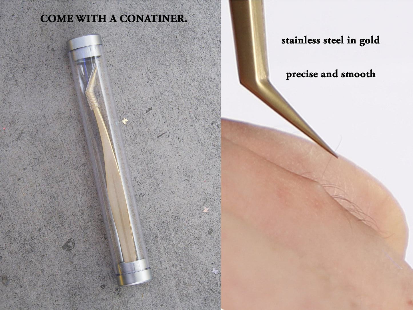 Eyelash Extension Tweezer Salon quality Professional Stainless Steel Precise Curved Tweezers for volume lashes/ Chameleon Gold picker