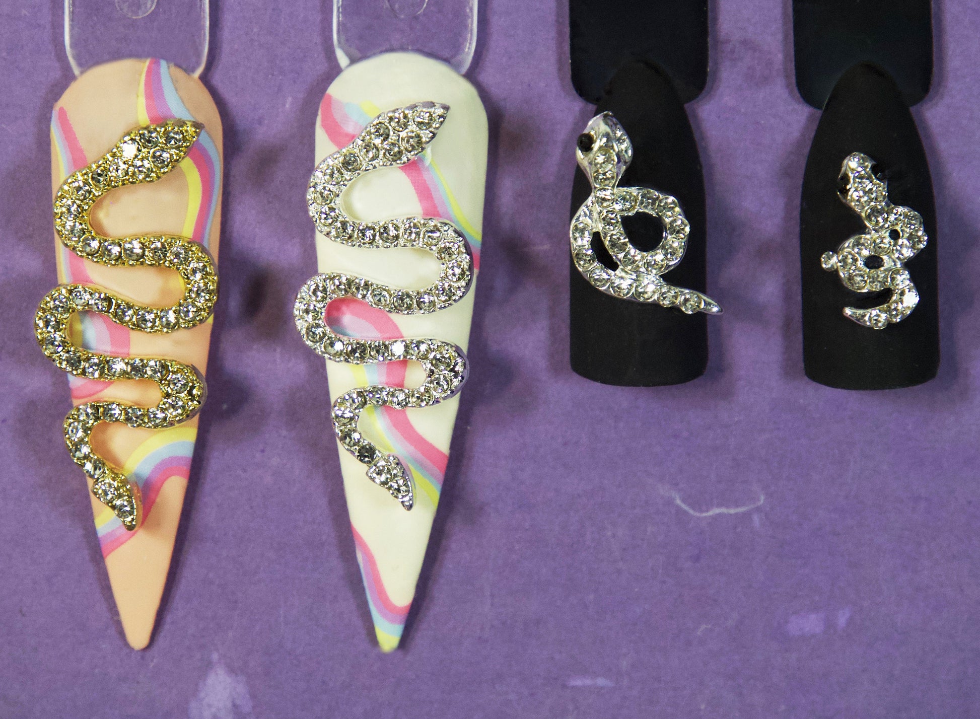 2 pcs Snake Nail rhinestone/ Crystal nail charm