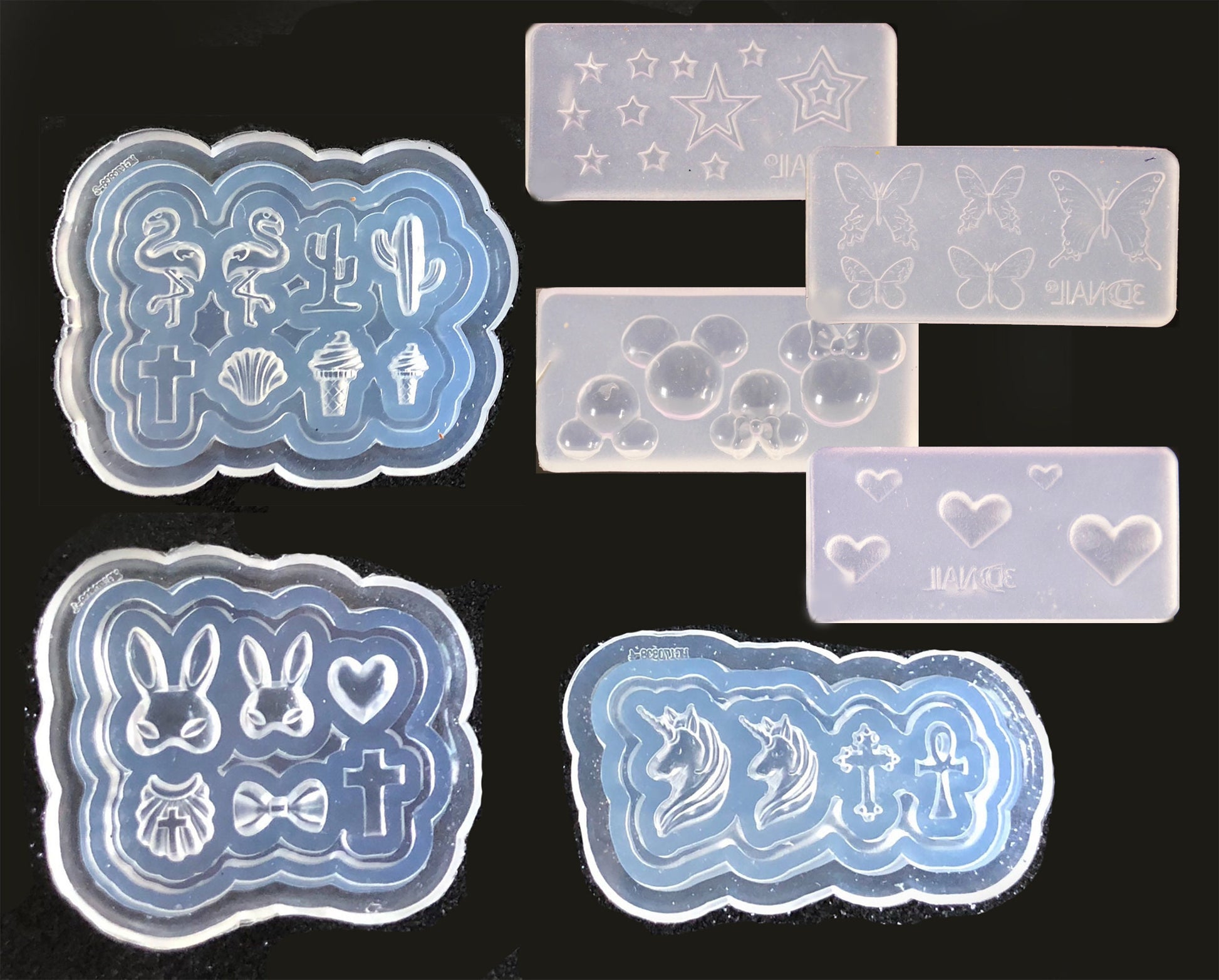 3D Acrylic Mould for Nail Art DIY Decal Design/ UV Resin Sculpture Mold Silicone Nail Art Kawaii Template Manicure nail Supply