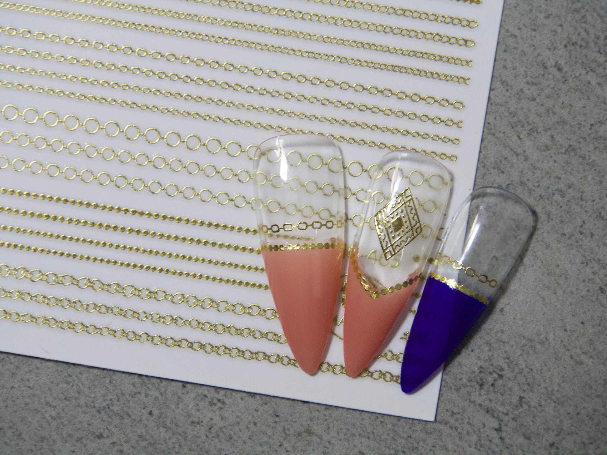 Gold chain nail sticker/ Nail Art Stickers Self Adhesive Decals/ golden metallic peel off link chain sticker