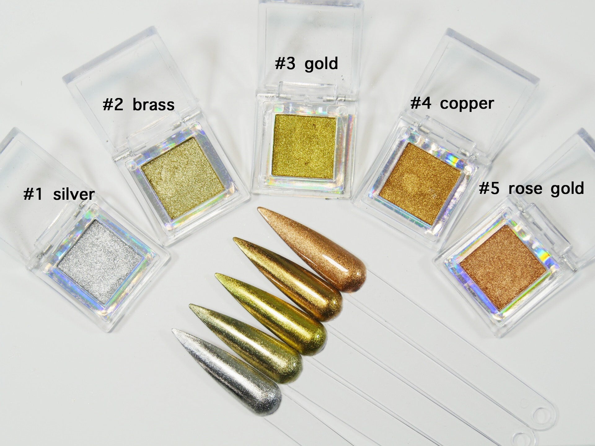 Solid Nail Pigment Mirrored Shimmer Palette /Metallic Mirror Chrome Dip Powder Nail supply Silver Gold Copper Nail Metallic Manicure powder