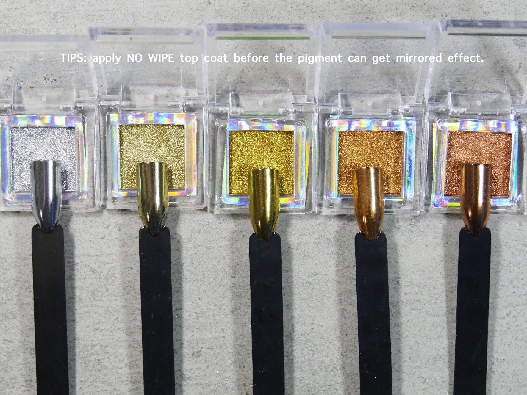 Solid Nail Pigment Mirrored Shimmer Palette /Metallic Mirror Chrome Dip Powder Nail supply Silver Gold Copper Nail Metallic Manicure powder
