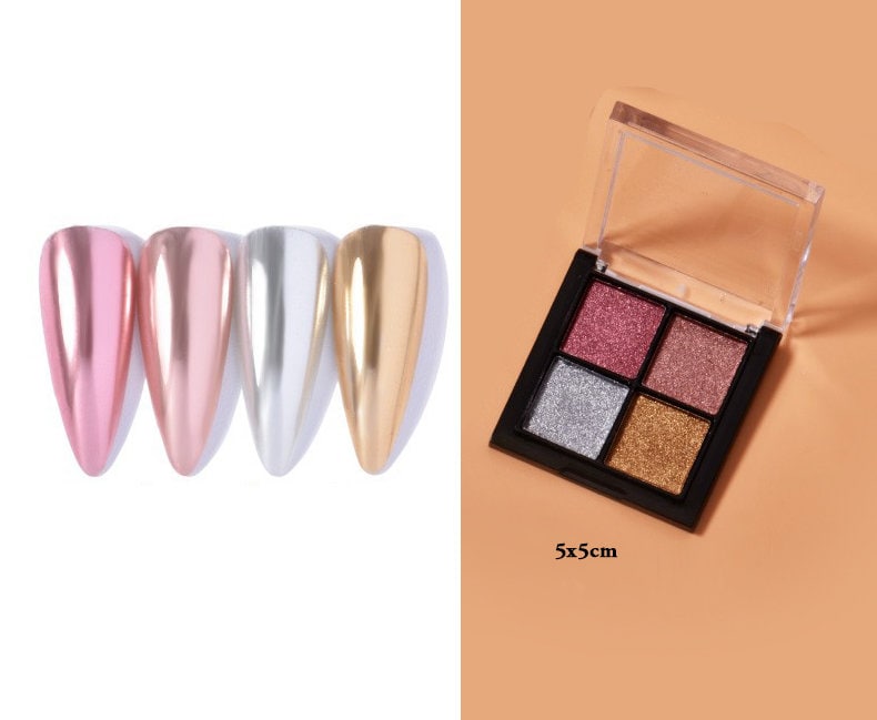 Solid Nail Pigment Mirrored Shimmer Palette /Metallic Mirror Chrome Dip Powder Nail supply Silver Gold Copper Nail Metallic Manicure powder
