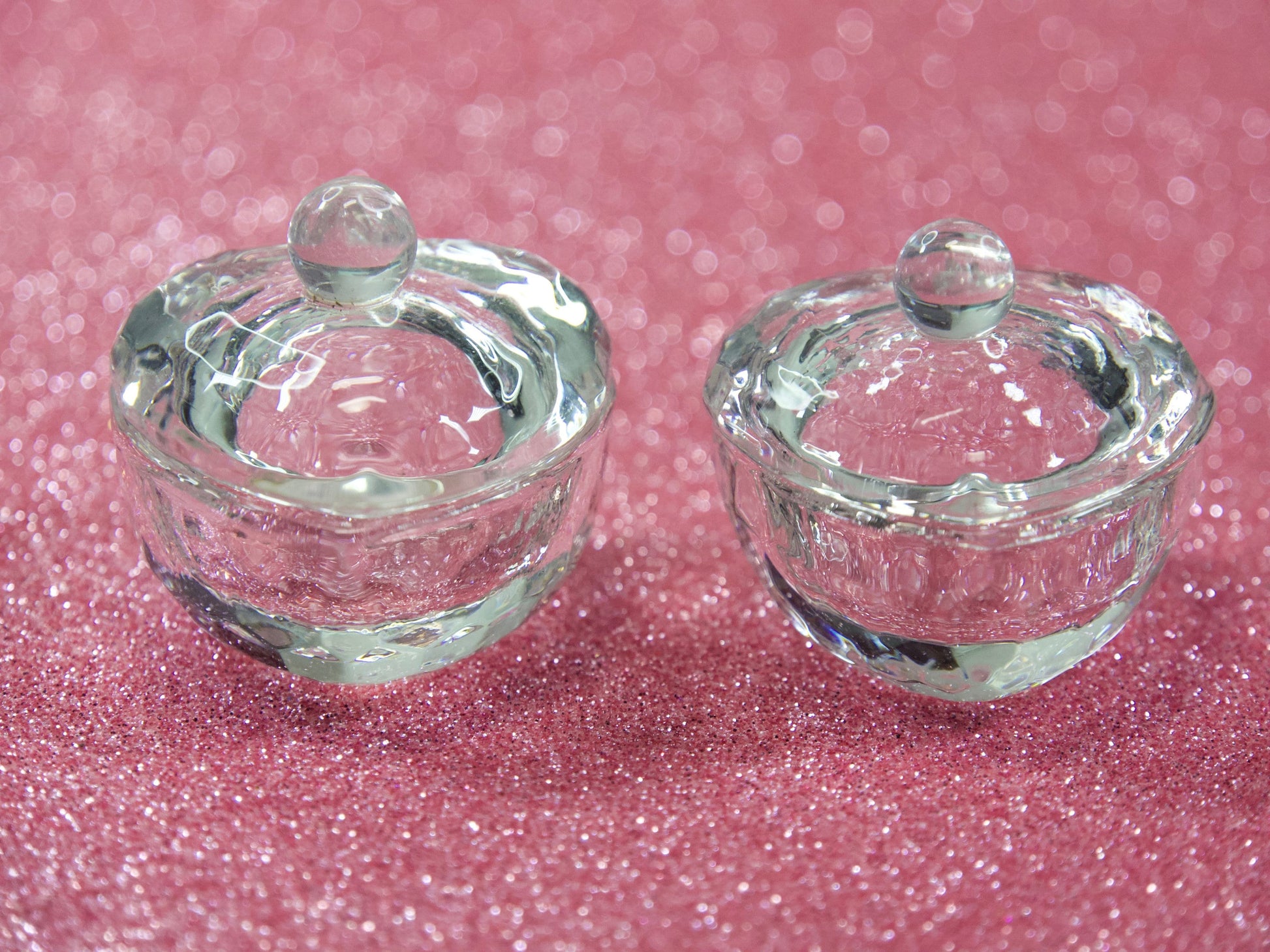 Nail Crystal Glass Cup/ Nail Art Liquid Storage Powder Washing cup Jar/ Nail Brush Cleansing Cup with Lid Salon Manicure Tool