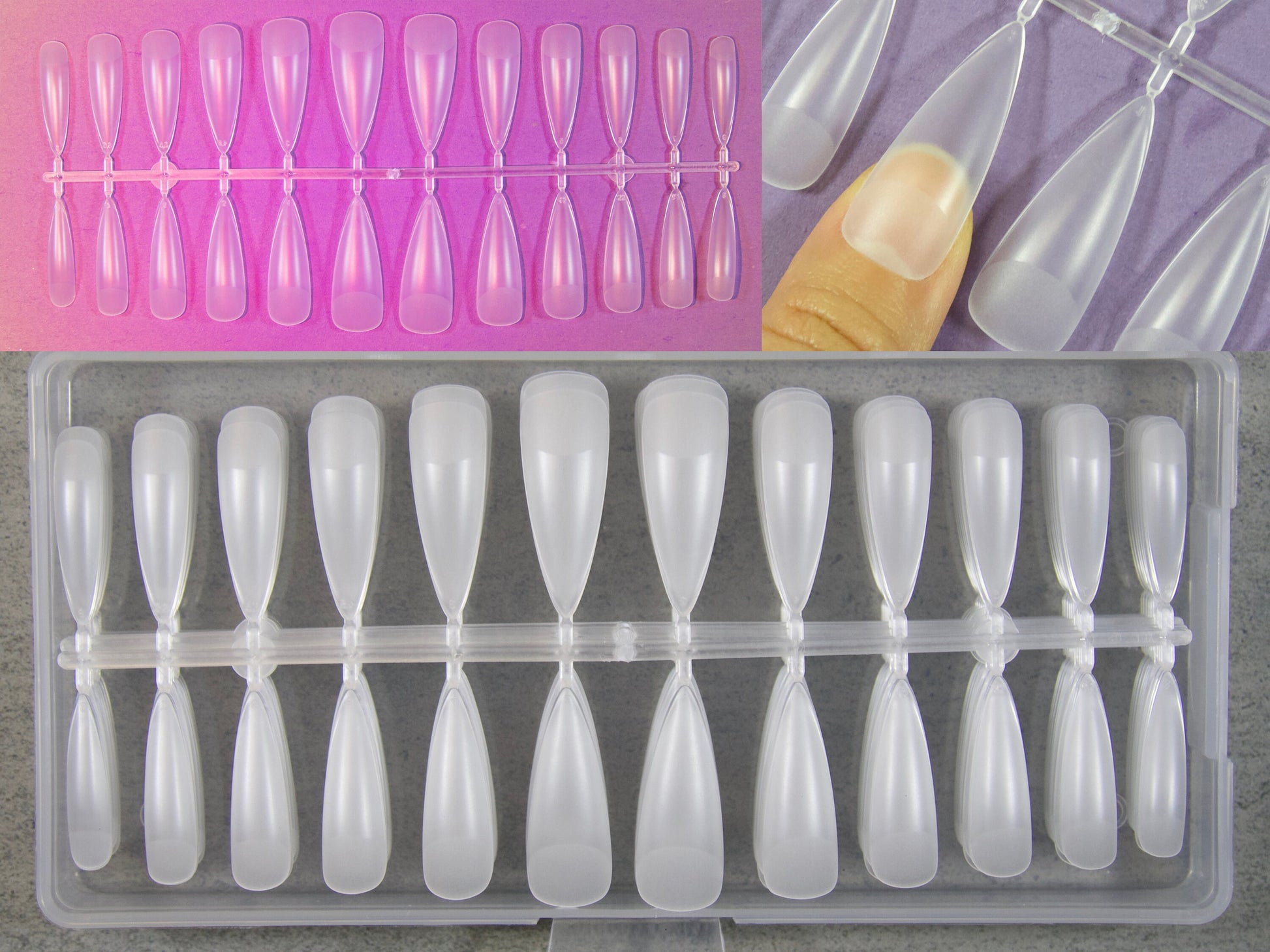 240pcs Gel Tips Half/Full Coffin Almond Square Press on False Fake Nails Manicure/ Dull Polish Matte Finish Ultra thin Durable False nails