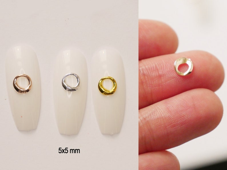 5 pcs Metallic Irregular shape Nail decoration/ Gold silver copper Ring Boho Studs DIY deco
