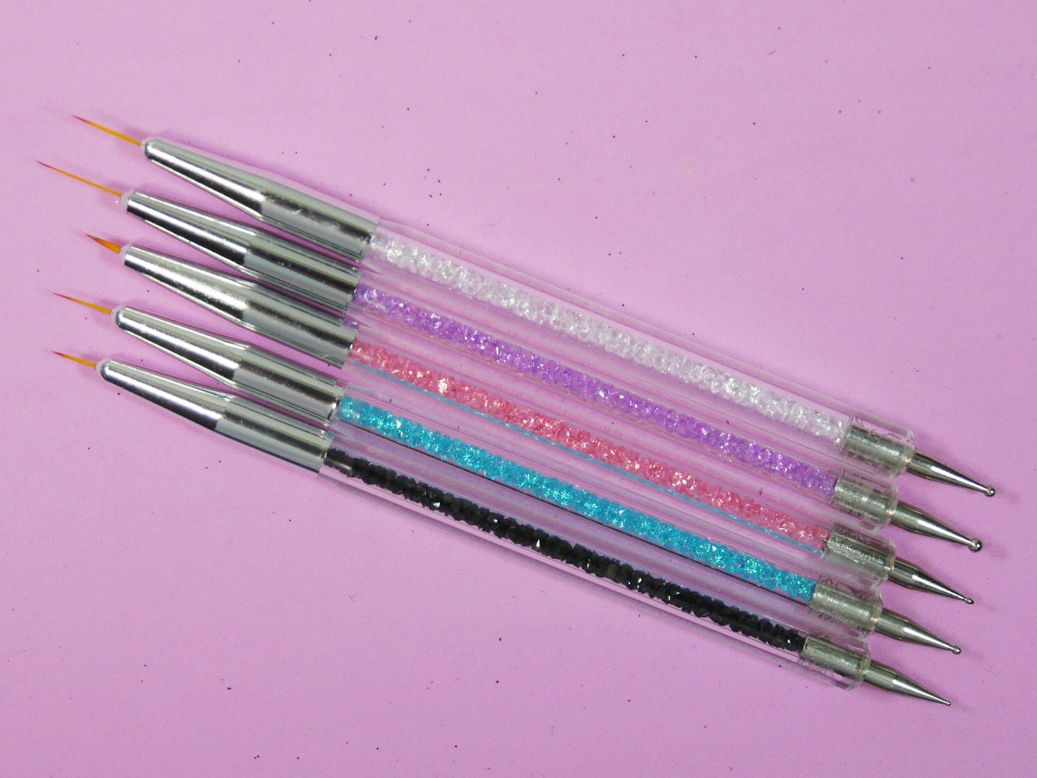 5 pieces Double headed Nail Brush dotting pen/ Detailing Striping Lining Nail Art Brushes, Painting Brushes