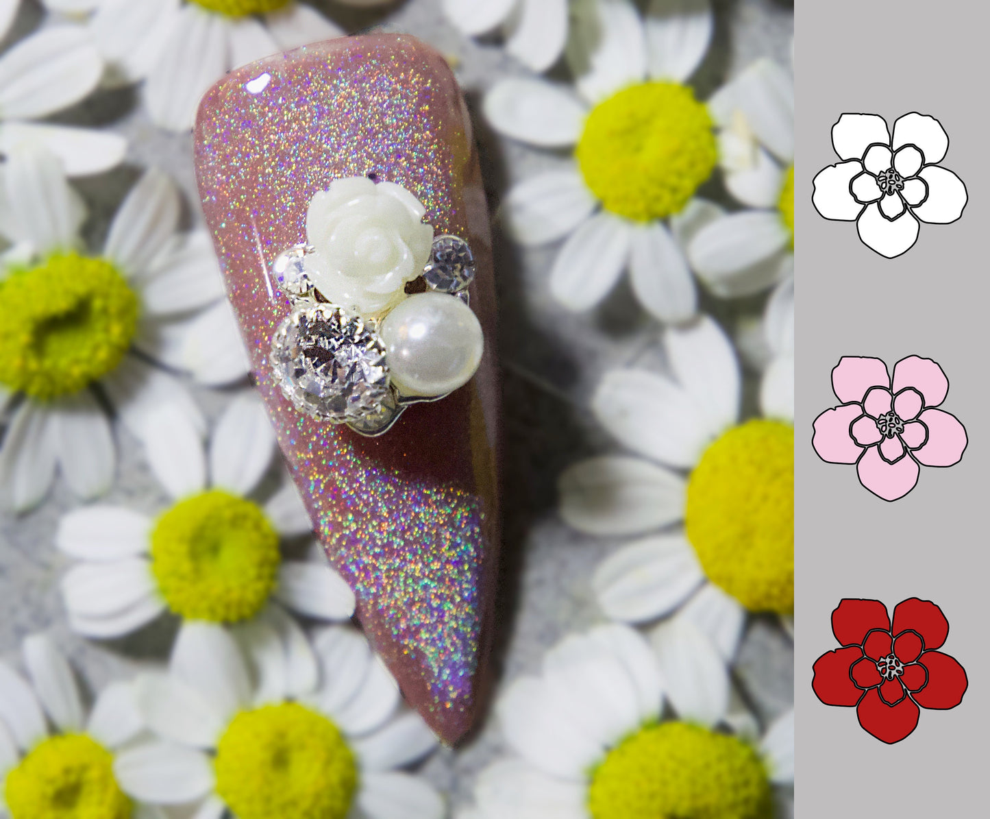 4 pcs Rose flower Nail Jewelry /floral nail art charm
