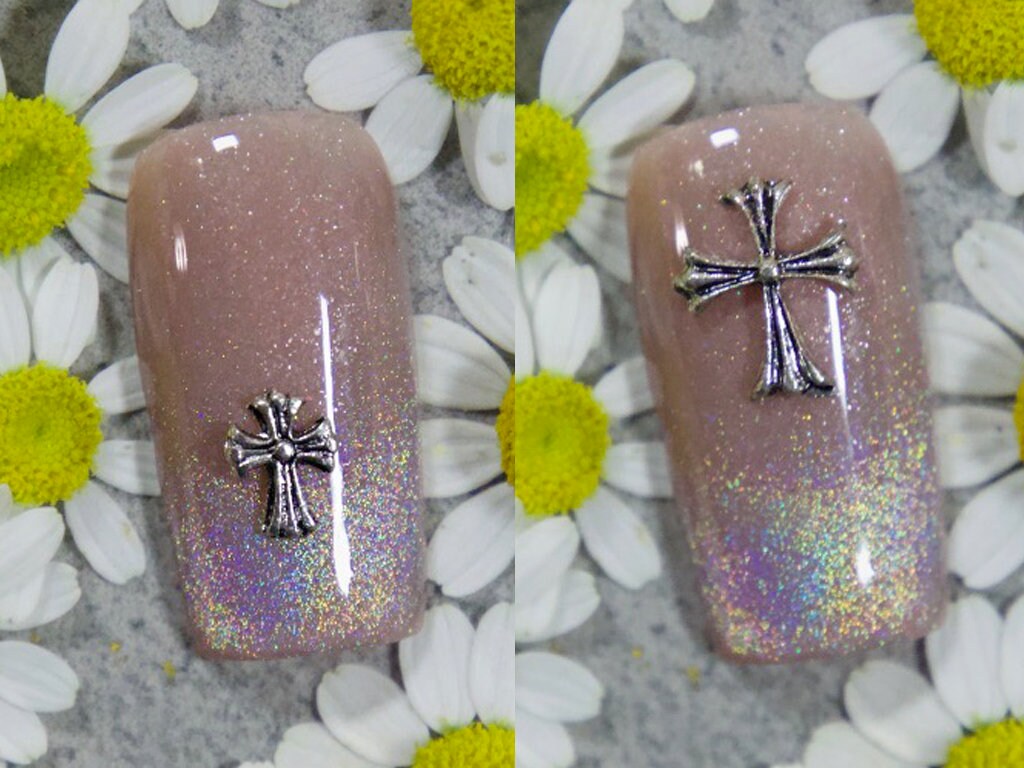 5pcs Antique Cross nail decoration/gold silver Christian Nail DIY deco/ Cross charm for nail gel and polish design