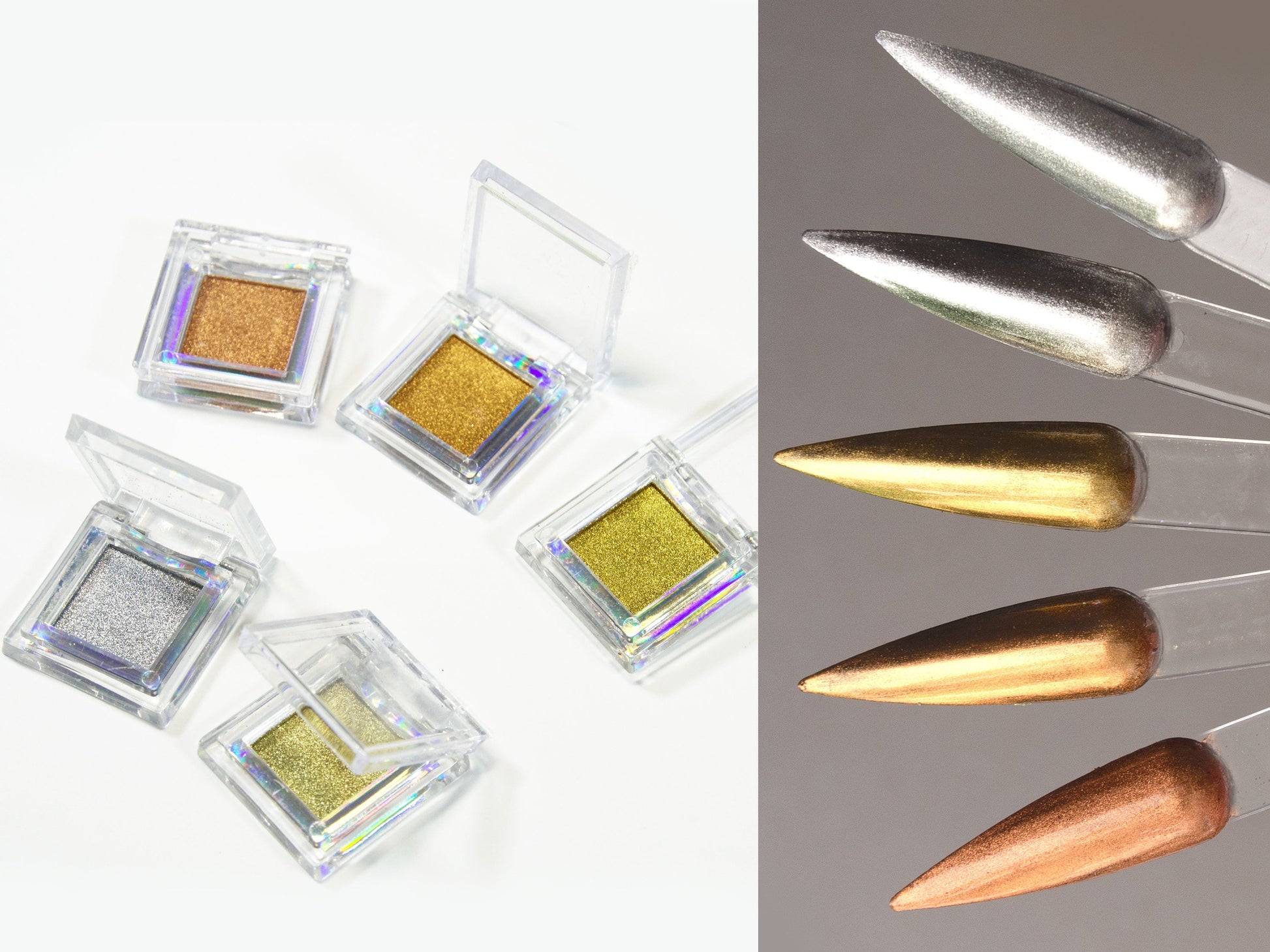 Solid Nail Pigment Mirrored Shimmer Palette /Metallic Mirror Chrome Dip Powder Nail supply Silver Gold Copper Nail Metallic Manicure powder