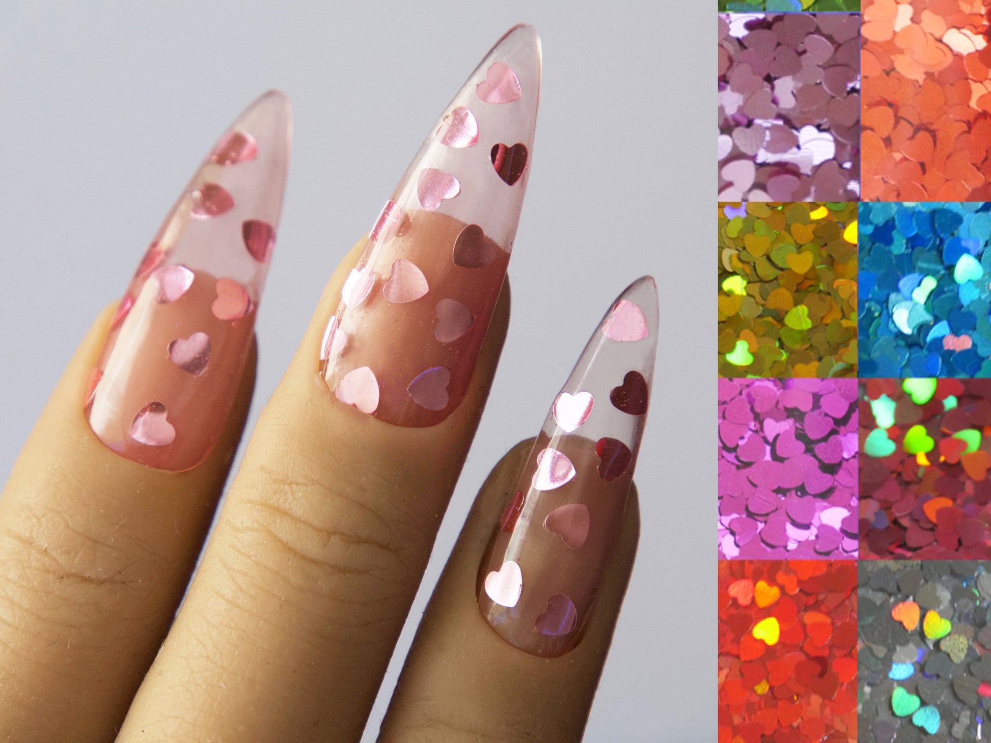 3D Heart Nail Glitter Sequins Holographic Laser Heart Glitter Flakes Hearts  Nail Art Glitters Sparkle Confetti Glitter Nail Charms Designs Valentines