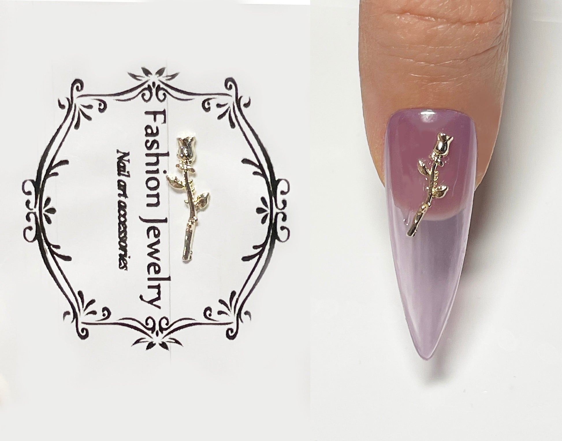 18k Gold Rose Decal for Nail Art/ Exquisite Gold Floral Nail Art Jewelry