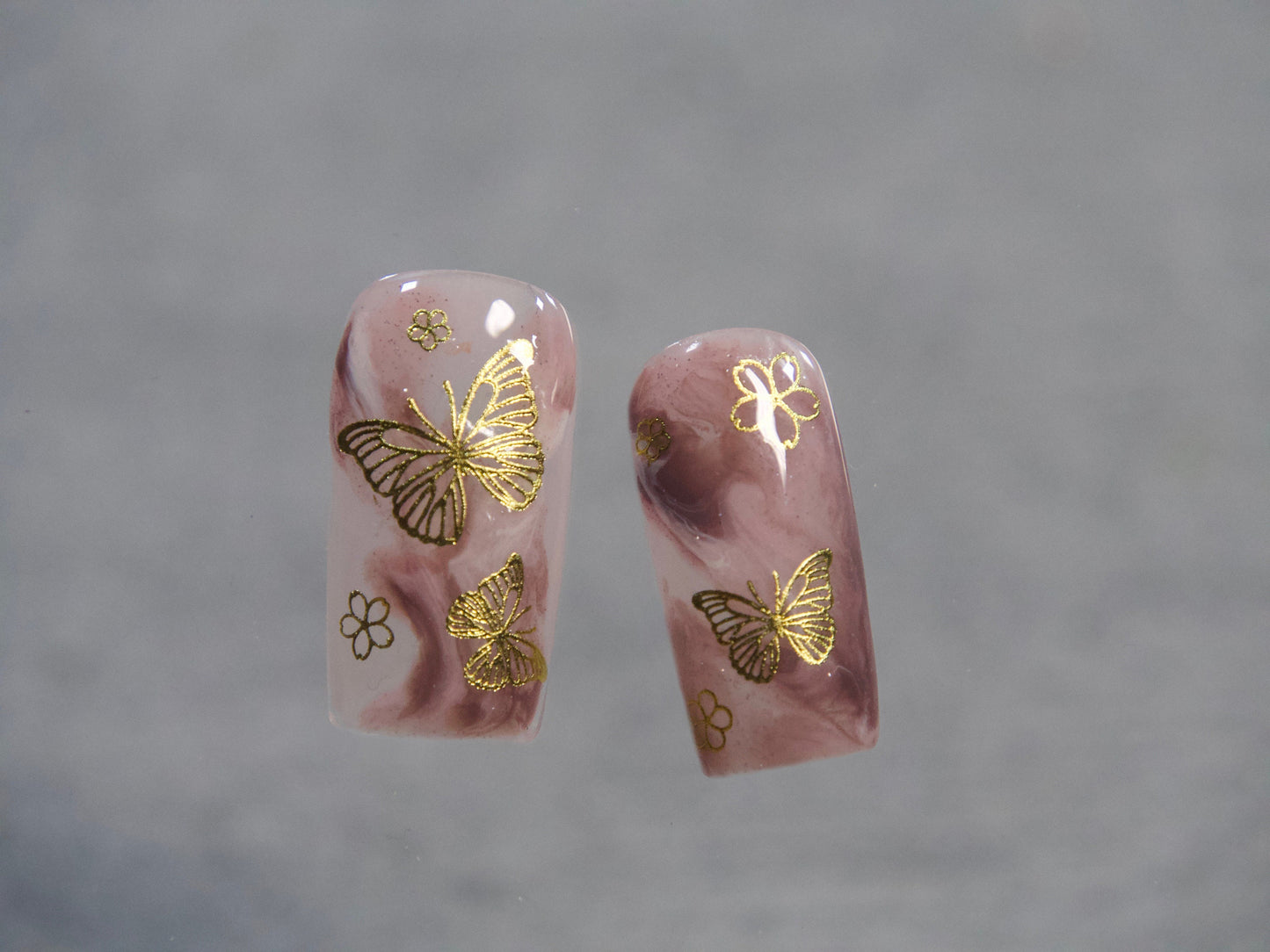 Gold Butterfly Flower nail sticker/ Fairy Tale Nail Art Stickers Self Adhesive Decals/ Golden metallic Sakura Goddess nail art sticker